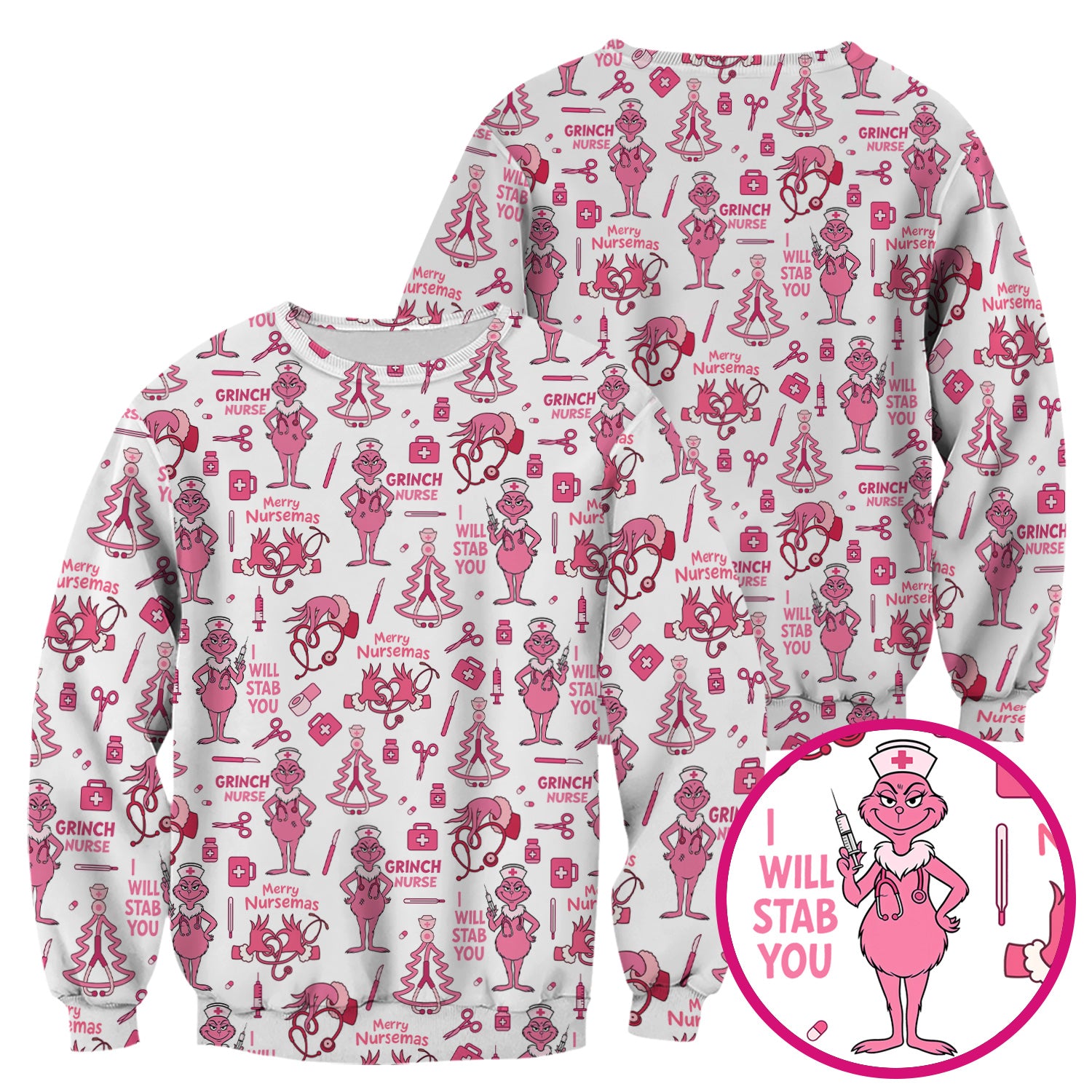 Funny Grinch Nurse Scrub Top - Merry Nursemas Shirt for Women - Multiple Color Options RN LPN CNA Gift