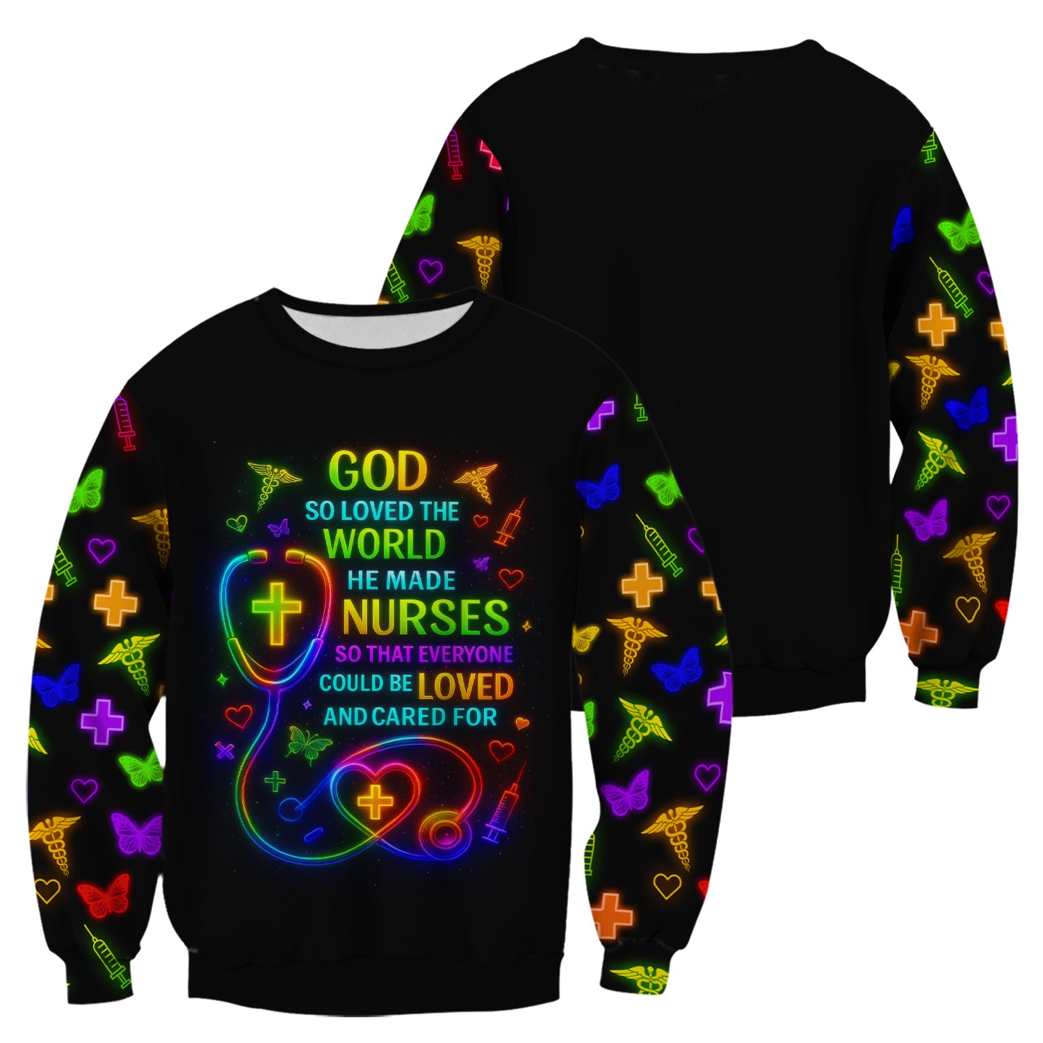 Christian Nurse Faith Scrub Top - God Made Nurses Inspirational Quote Design - Gift for Women RN LPN & Healthcare Workers