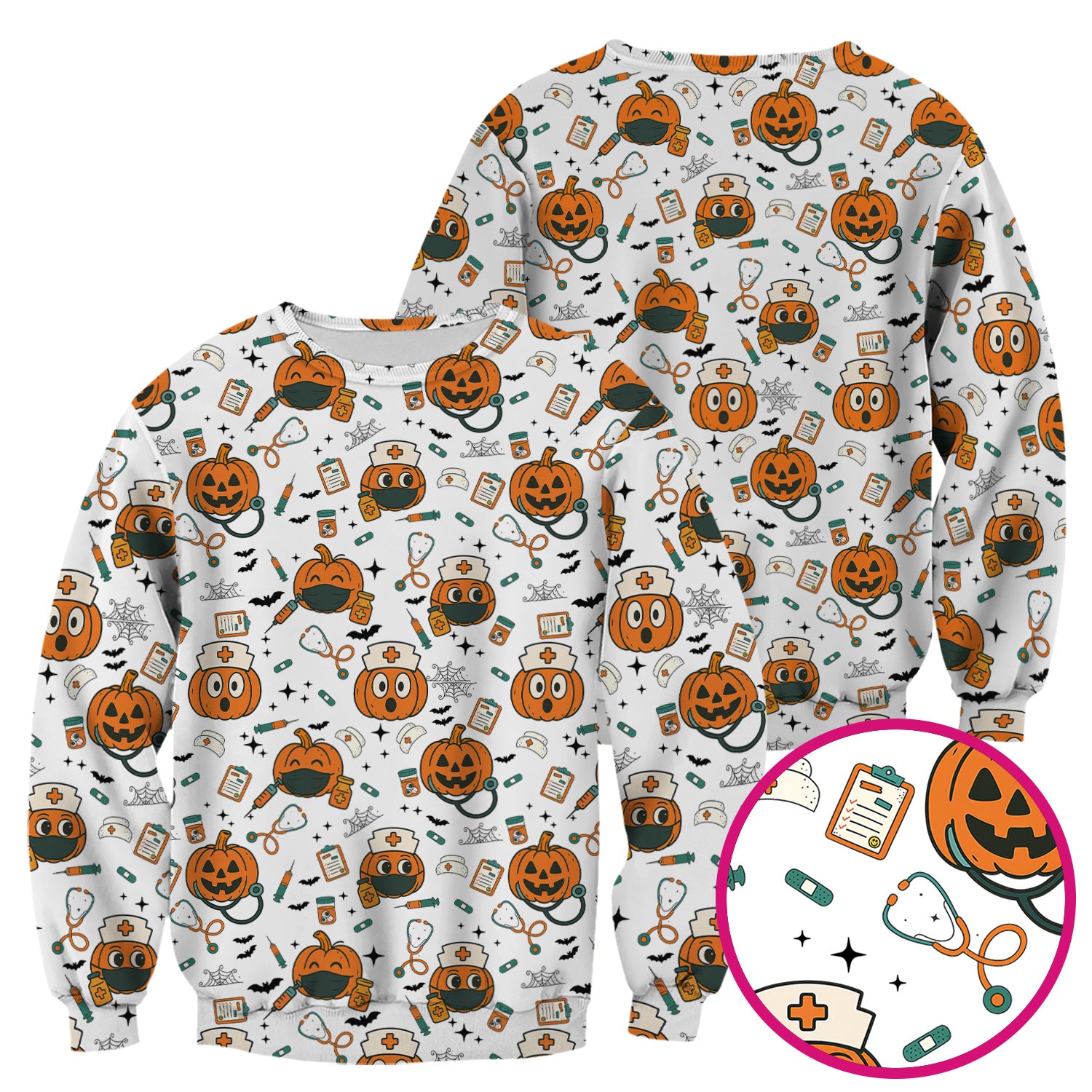 Halloween Nurse Scrub Top - Cute Holiday Scrub for Nurse - Spooky Halloween Gift for CNA RN LPN