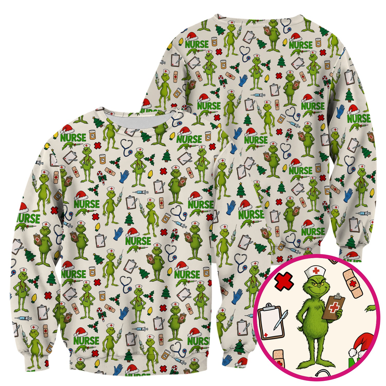 Funny Grinch Nurse Scrub Top - Christmas Holiday Medical Shirt - Multiple Color Options CNA RN LPN Gift