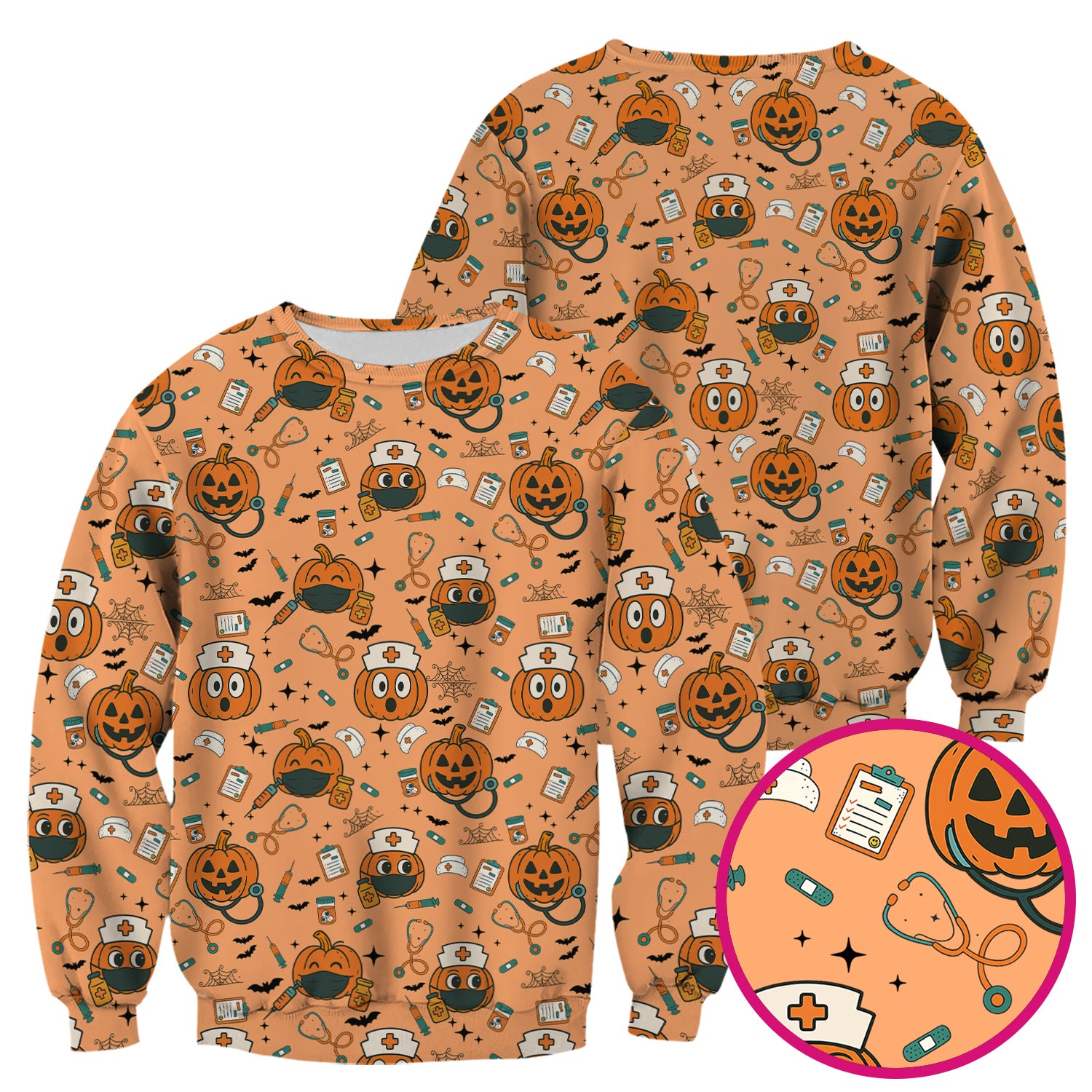 Halloween Nurse Scrub Top - Cute Holiday Scrub for Nurse - Spooky Halloween Gift for CNA RN LPN