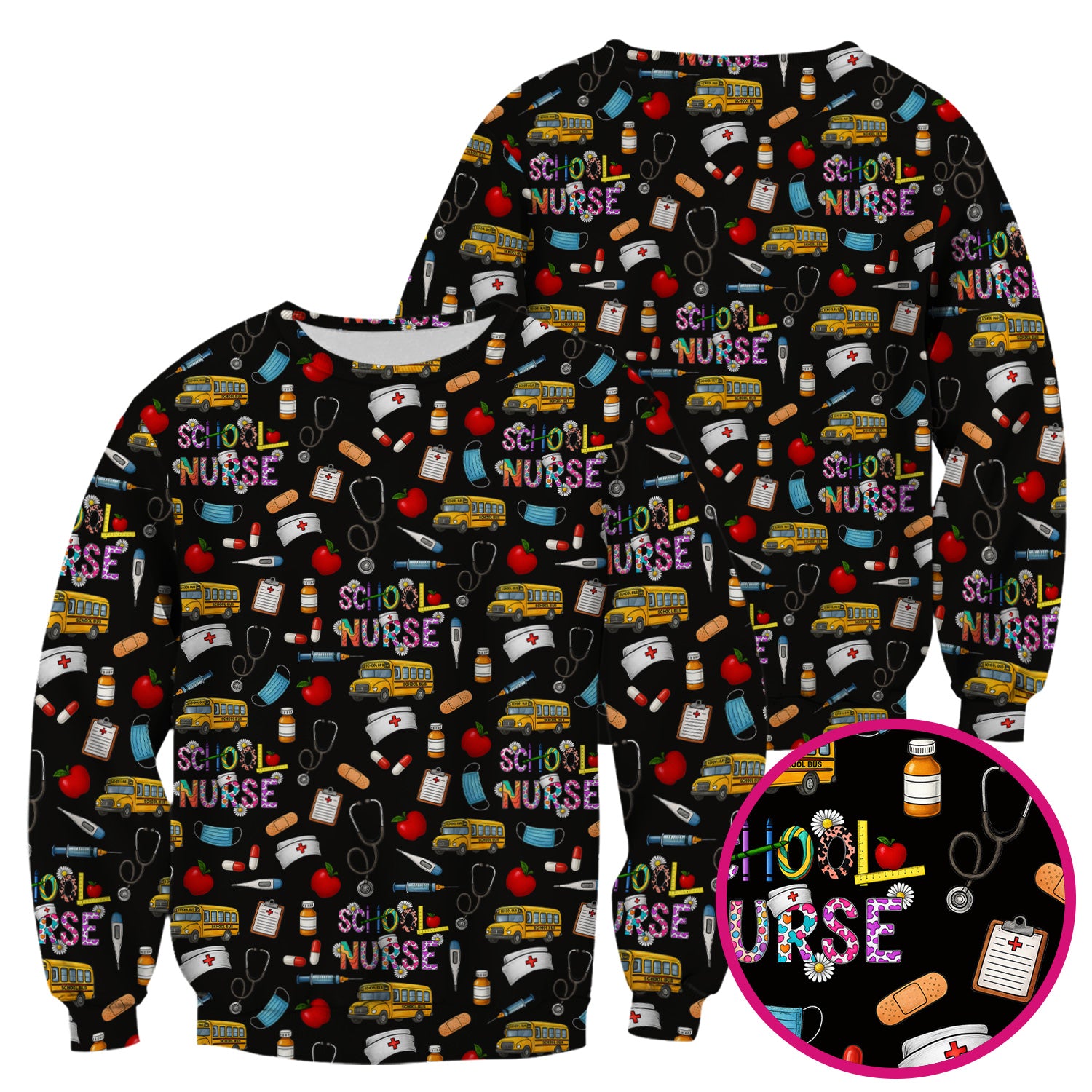 Funny School Nurse Life Scrub - School Nurse Quote & Cute Medical Icons Graphic - Gift for Women RN LPN