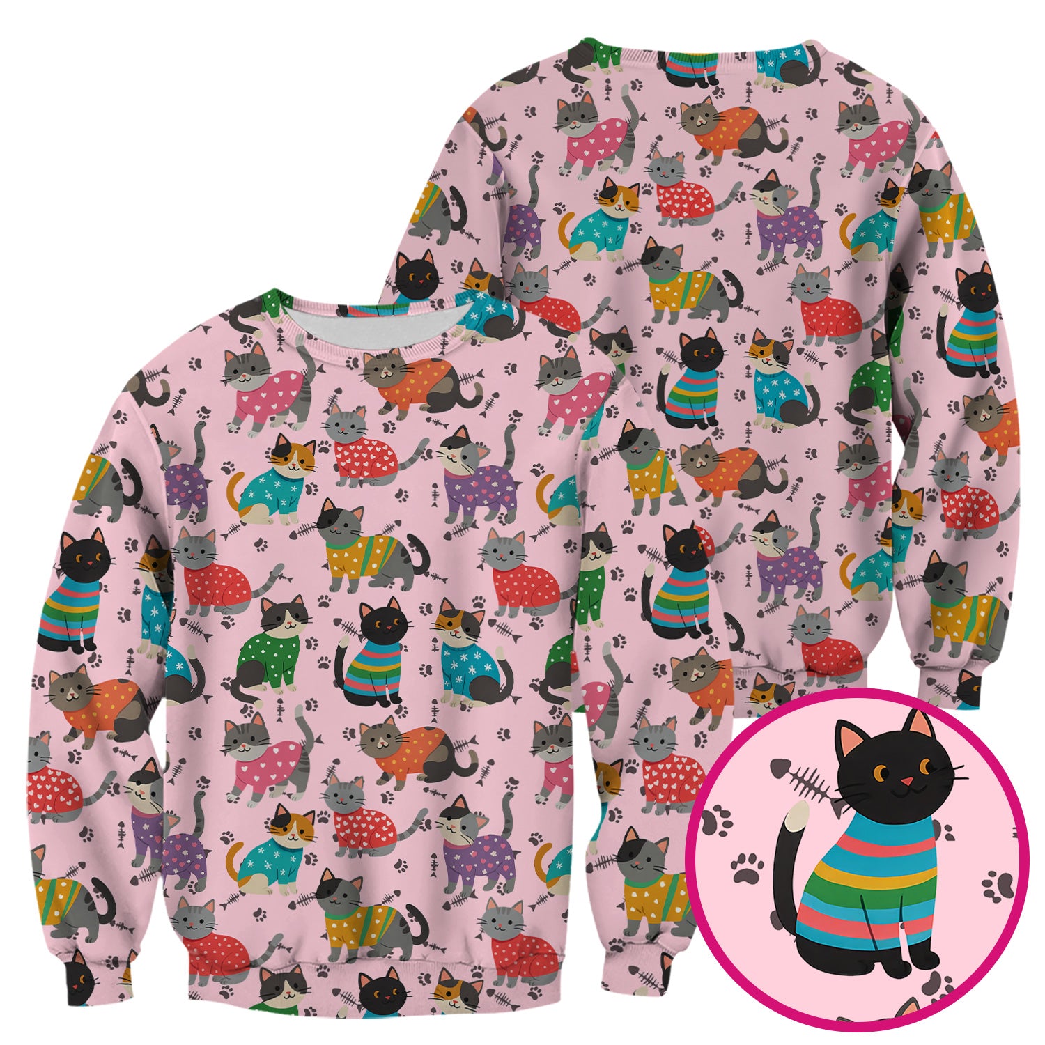 Custom Cat Scrub Top Multi Color - Cute Kitty Print Scrub Shirt for Nurses - Funny Colorful Nursing Workwear with Pockets