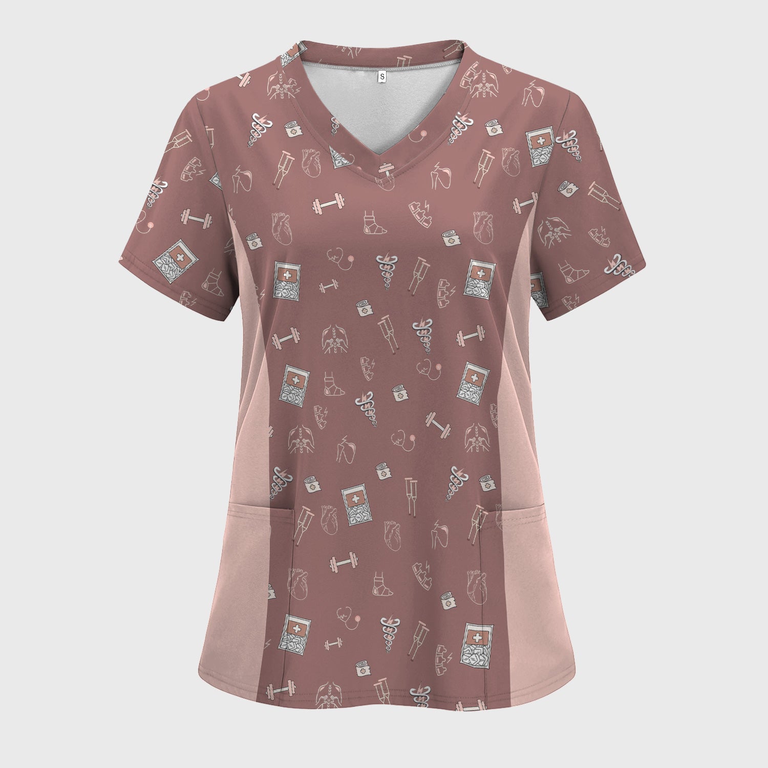 Funny Nurse Fitness Shirt - All-Over Print Medical & Gym Icons Graphic Tee - Gift for RN LPN CNA