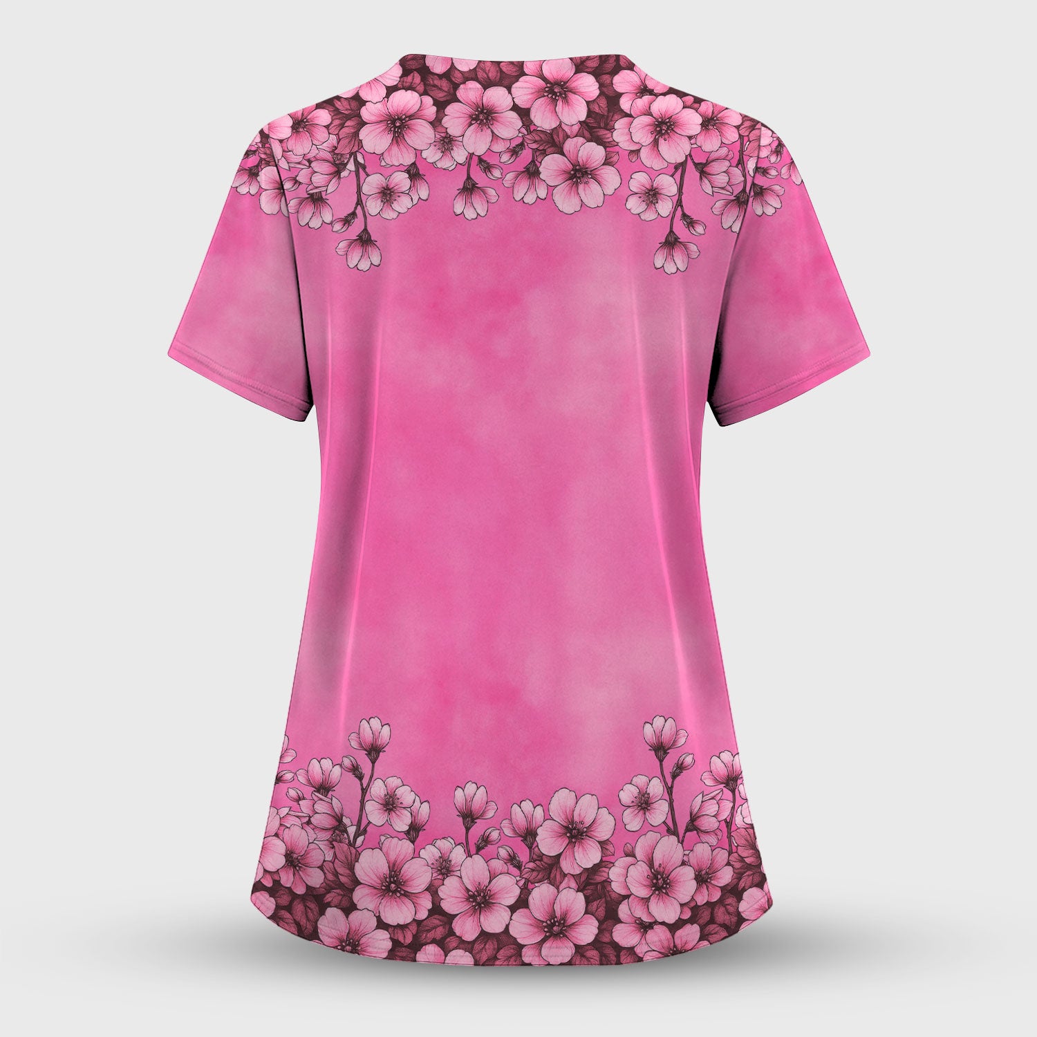 Nurse Sugar Skull Scrub Top - Floral Breast Cancer Awareness Medical Uniform - Pink Ribbon Shirt for Women - Gift for RN LPN CNA