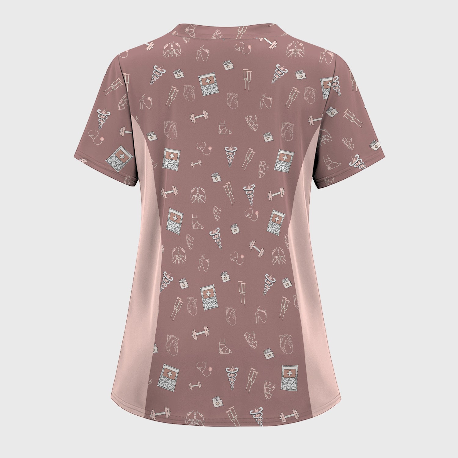Funny Nurse Fitness Shirt - All-Over Print Medical & Gym Icons Graphic Tee - Gift for RN LPN CNA