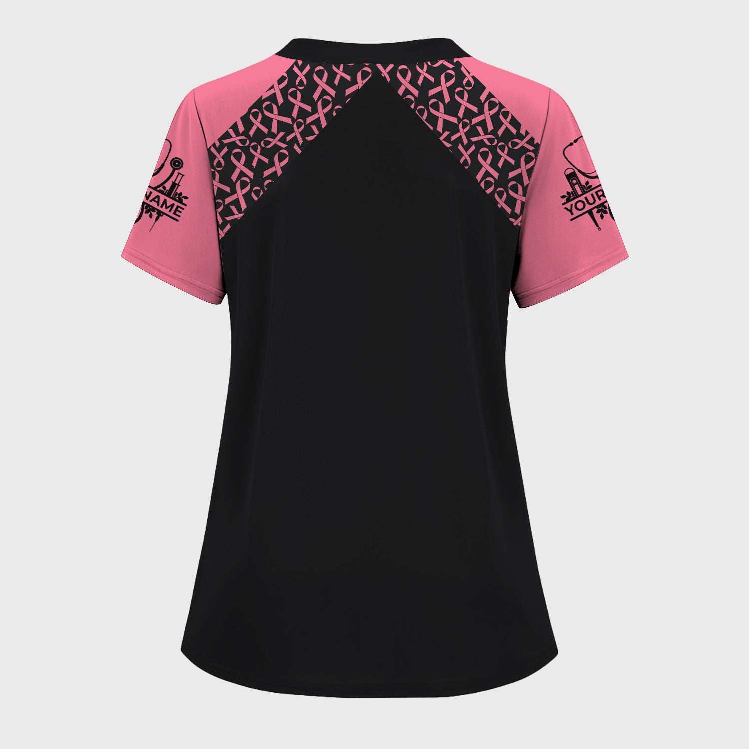 In October We Wear Pink Scrub Top - Breast Cancer Awareness Shirt for Women - Halloween Gift for RN CNA LPN ER