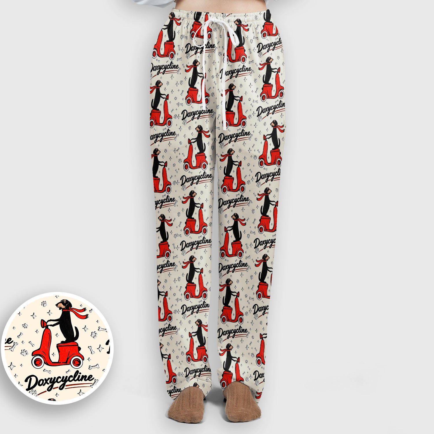 Funny Dachshund Riding Scooter Doxycycline Print Scrub Set, Breathable Med Uniform