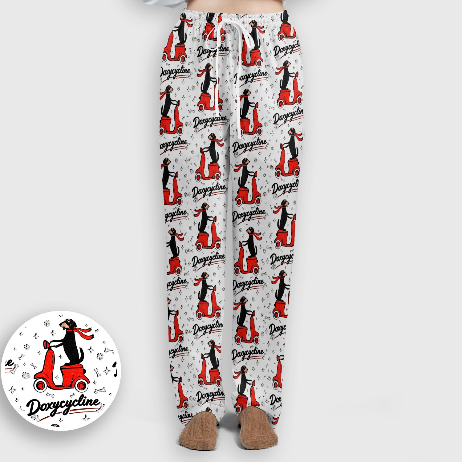 Funny Dachshund Riding Scooter Doxycycline Print Scrub Set, Breathable Med Uniform