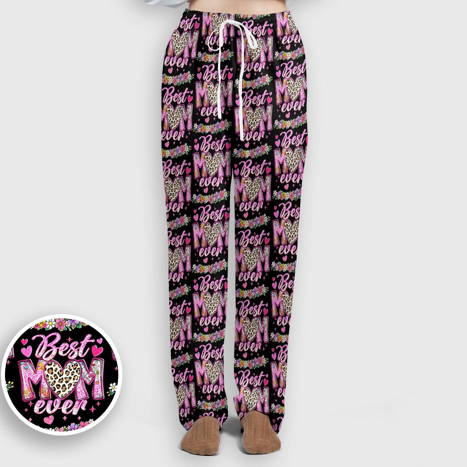 Best Mom Ever Leopard Heart Floral Pattern Scrub Set, Nurse Uniform Scrubs Set
