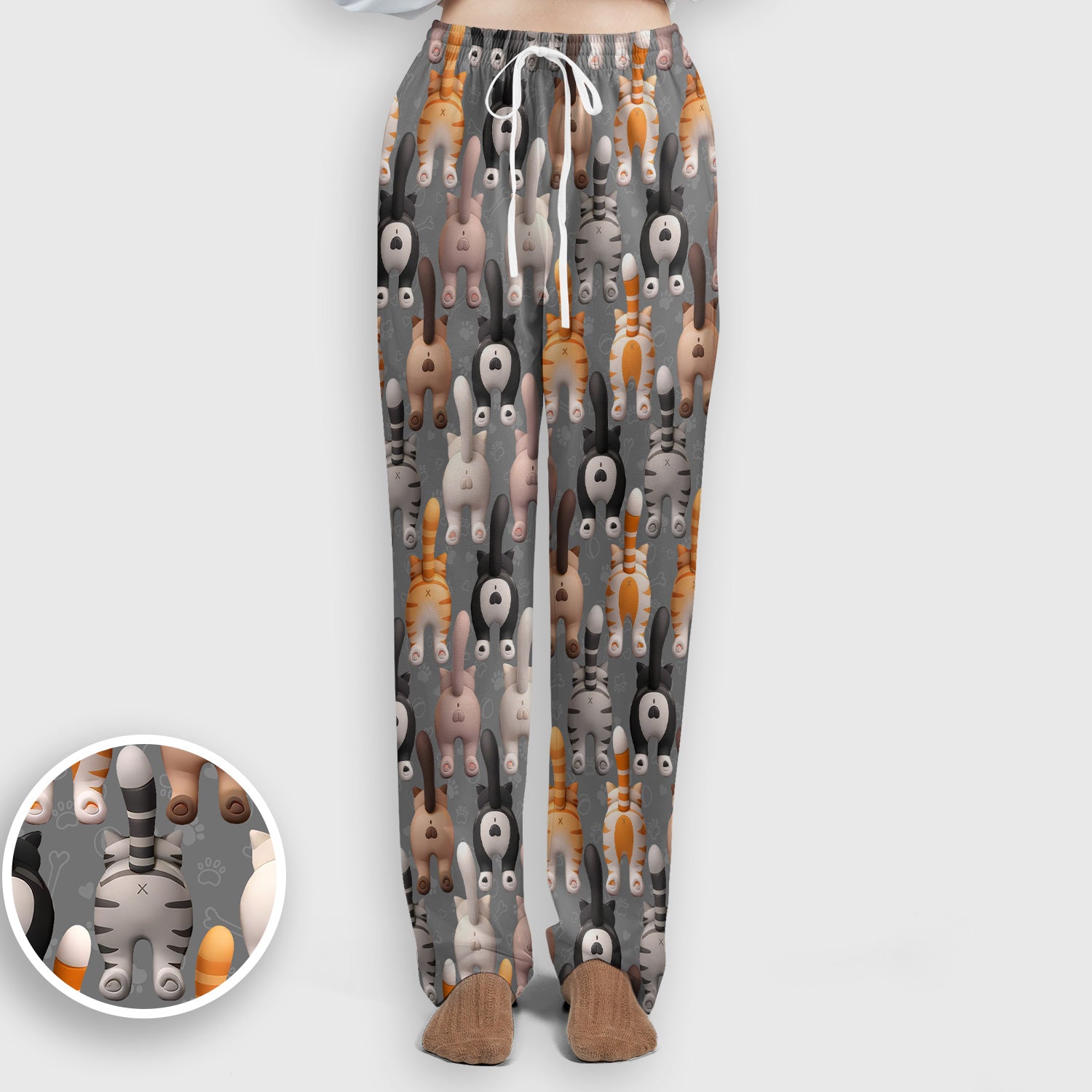 Funny Cat Butt Paw Print Pattern Scrub Set, Nurse Uniform Scrubs Set