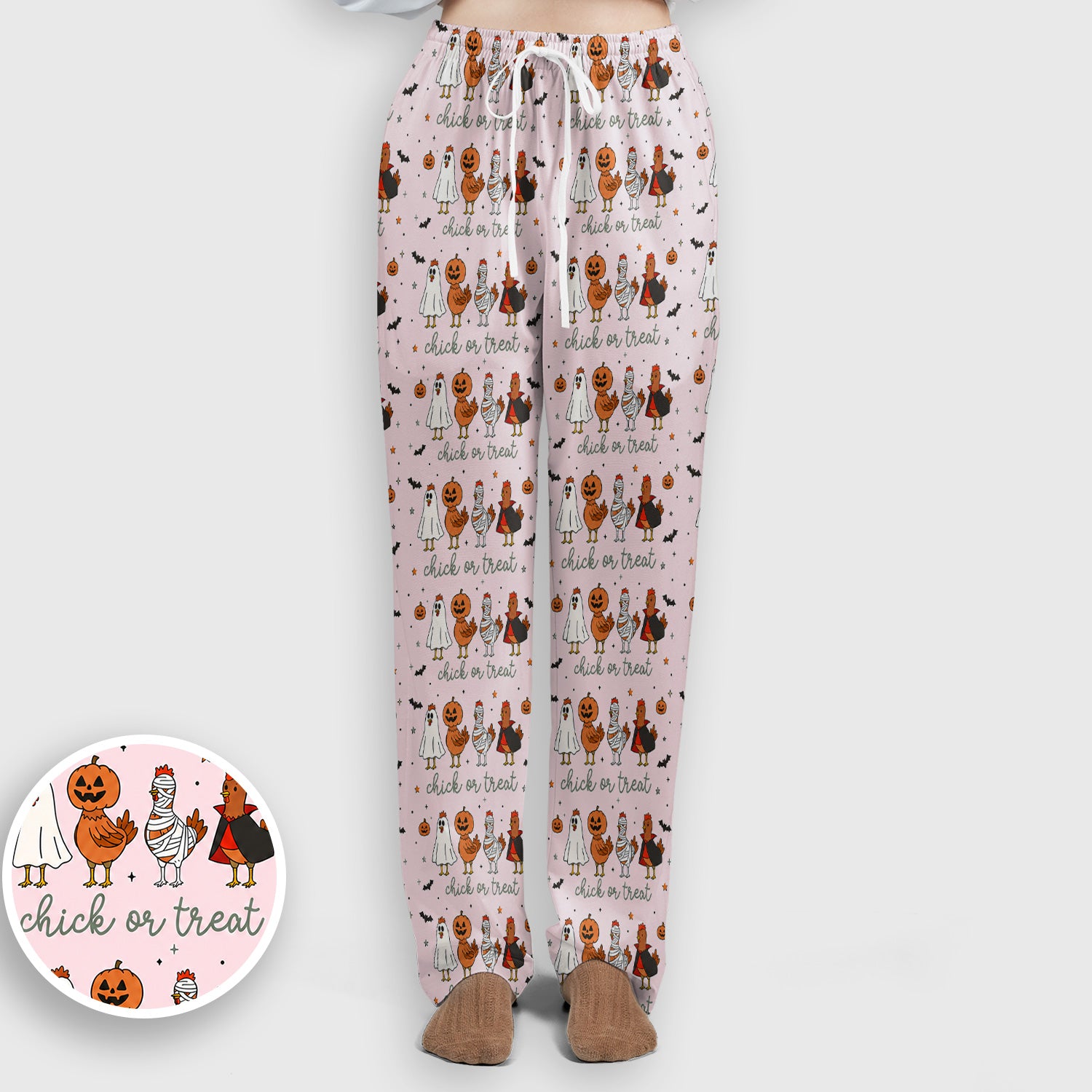 Funny Chick Or Treat Season Scrub Set, Scrub Pants and V Neck Top