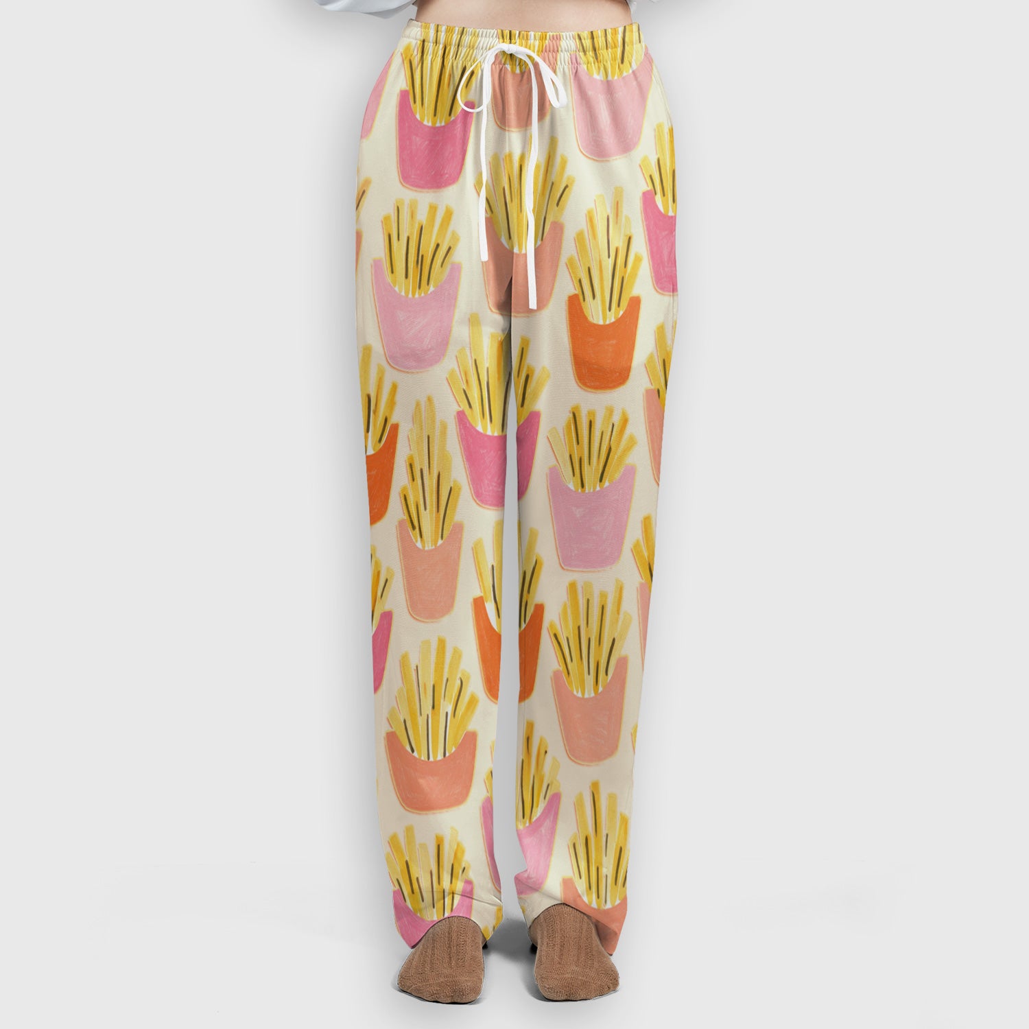 Funny French Fries Snack Food Pattern Scrub Set, Breathable Med Uniform