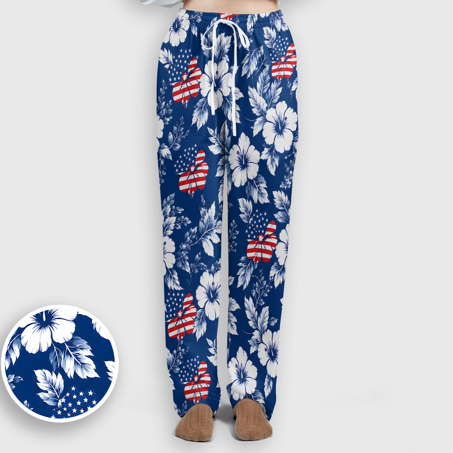 Patriotic Butterfly Floral Nurse for RN & CNA, American Flag Healthcare Workers Uniform Scrub Set, Scrub Pants and V Neck Top