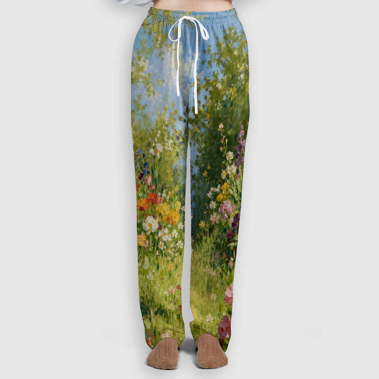Whimsical Garden Cat Blossom Pattern Scrub Set, Scrub Pants and V Neck Top