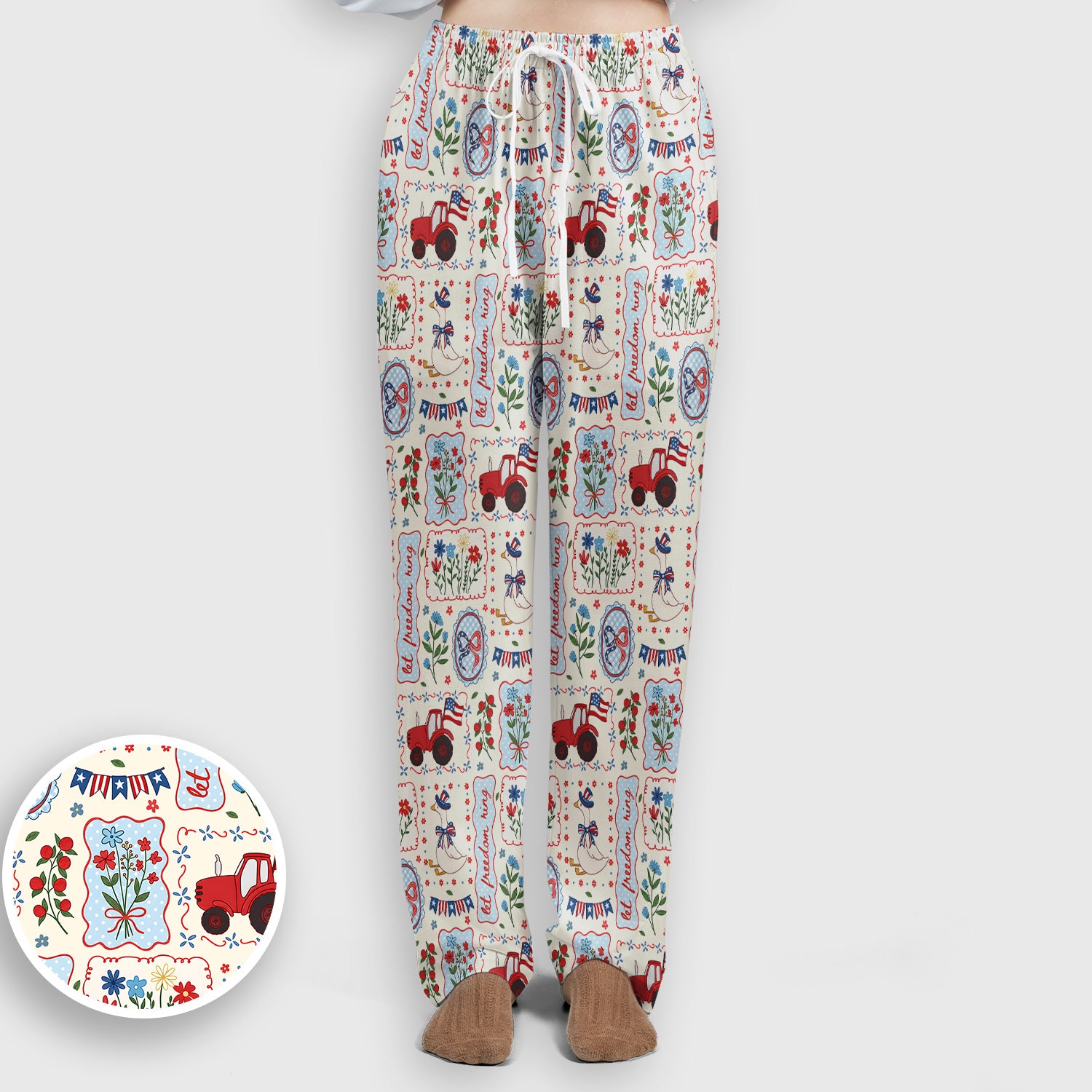 Patriotic Farm Goose Nurse Scrub Top for RN, CNA, Healthcare Workers, Americana Uniform Scrub Set, Scrub Pants and V Neck Top