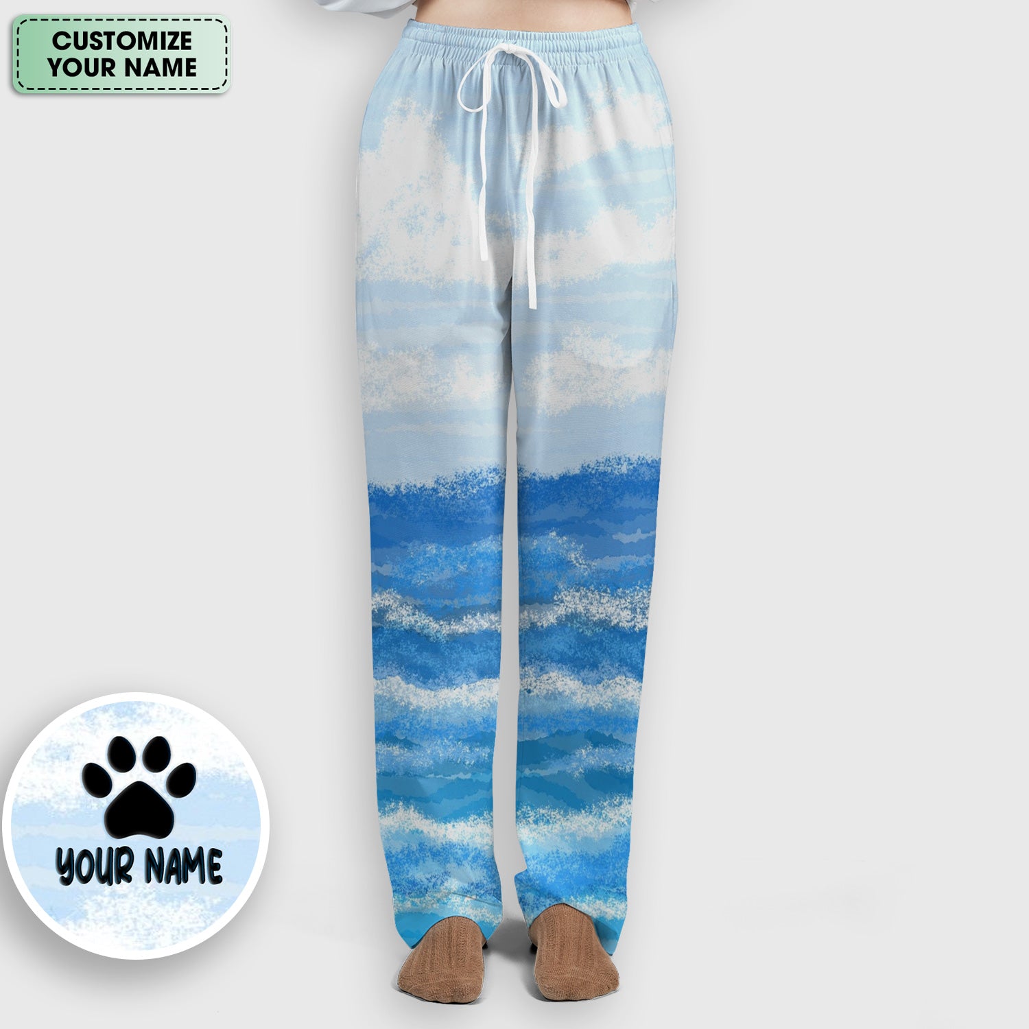 Personalized Cat Holding Fish Pattern Nurse Scrub Set, Scrub Pants and V Neck Top
