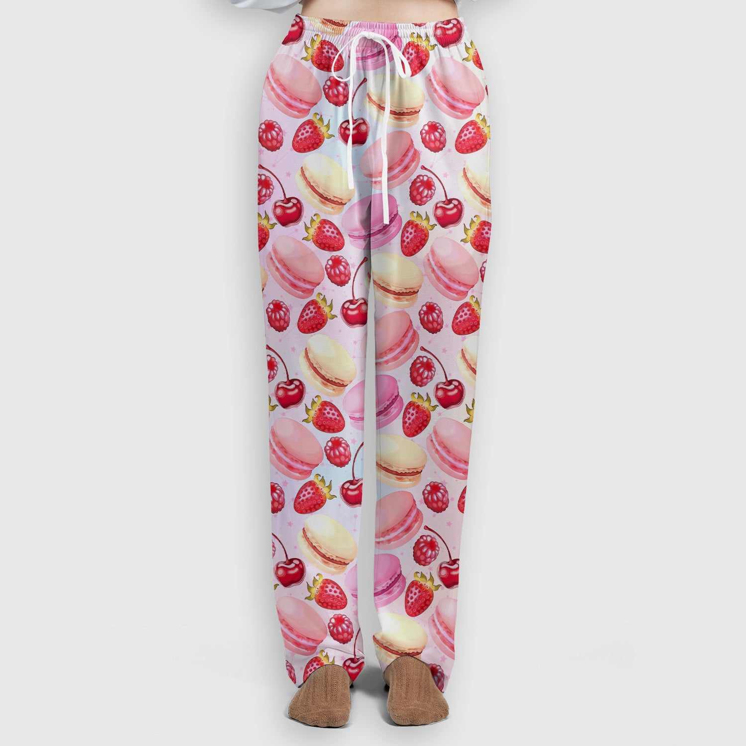 Sweet Dessert Pattern Scrub Set, Scrub Pants and V Neck Top