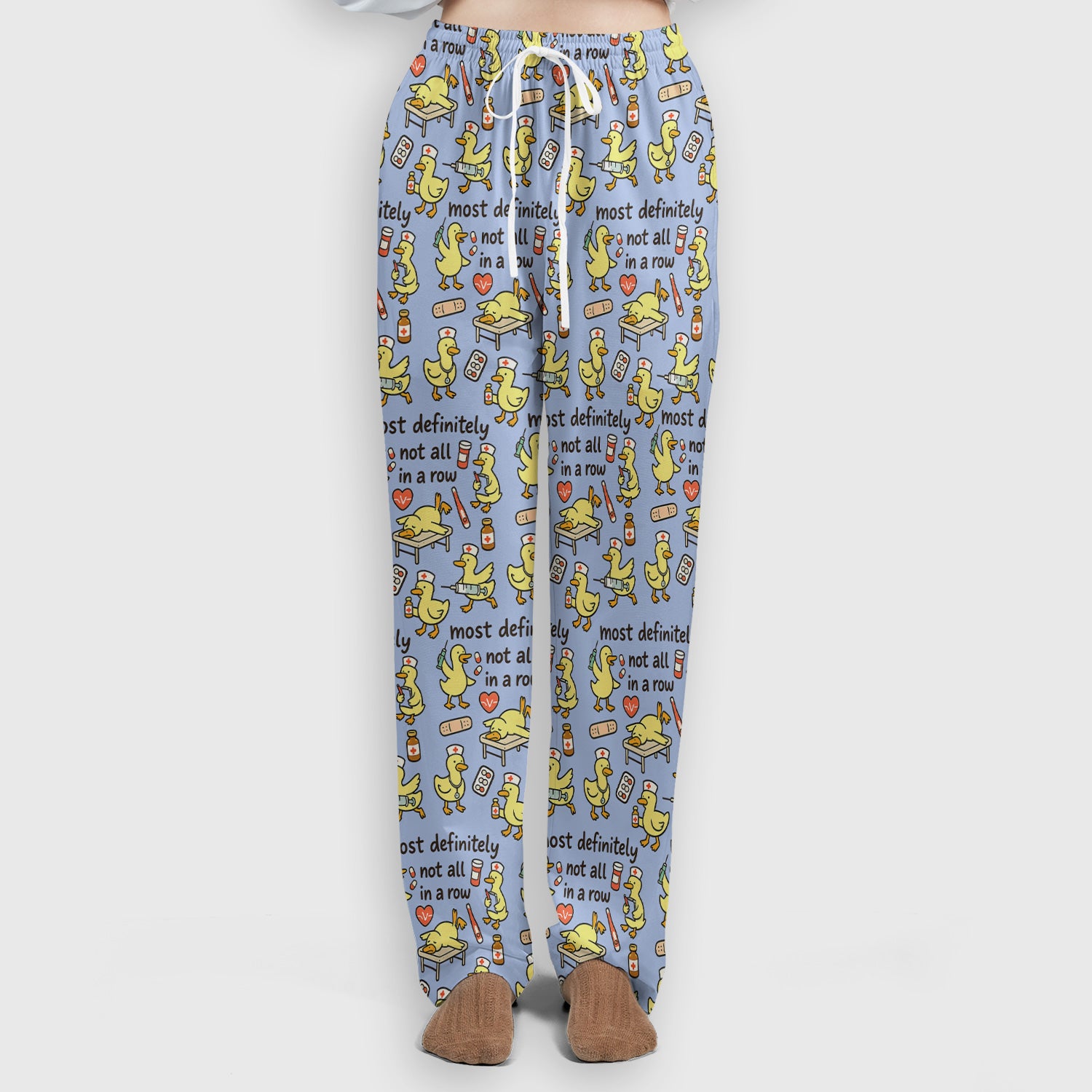 Funny Nurse Duck Medical Humor Pattern Scrub Set, Scrub Pants and V Neck Top