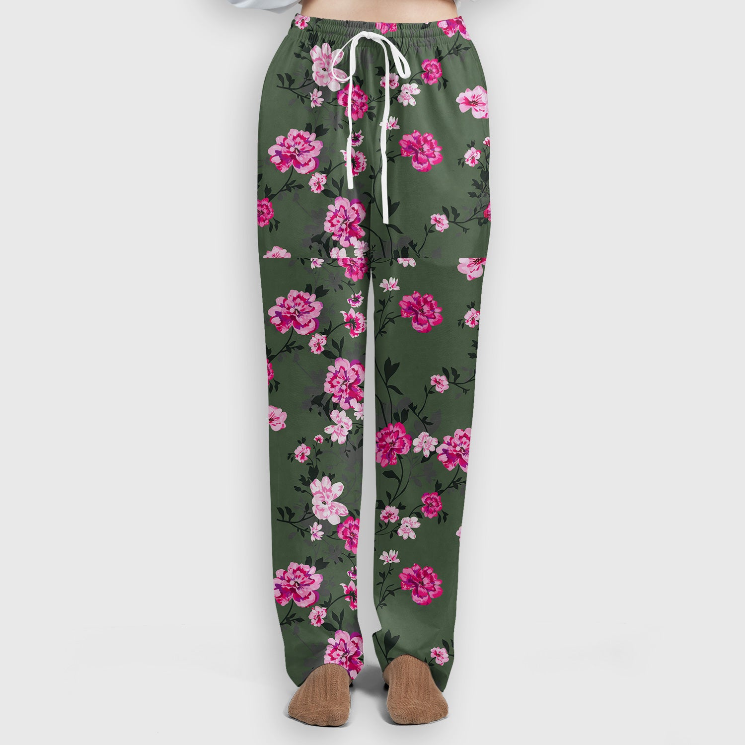 Pink Floral Blossom Pattern Scrub Set,  Scrub Pants and V Neck Top