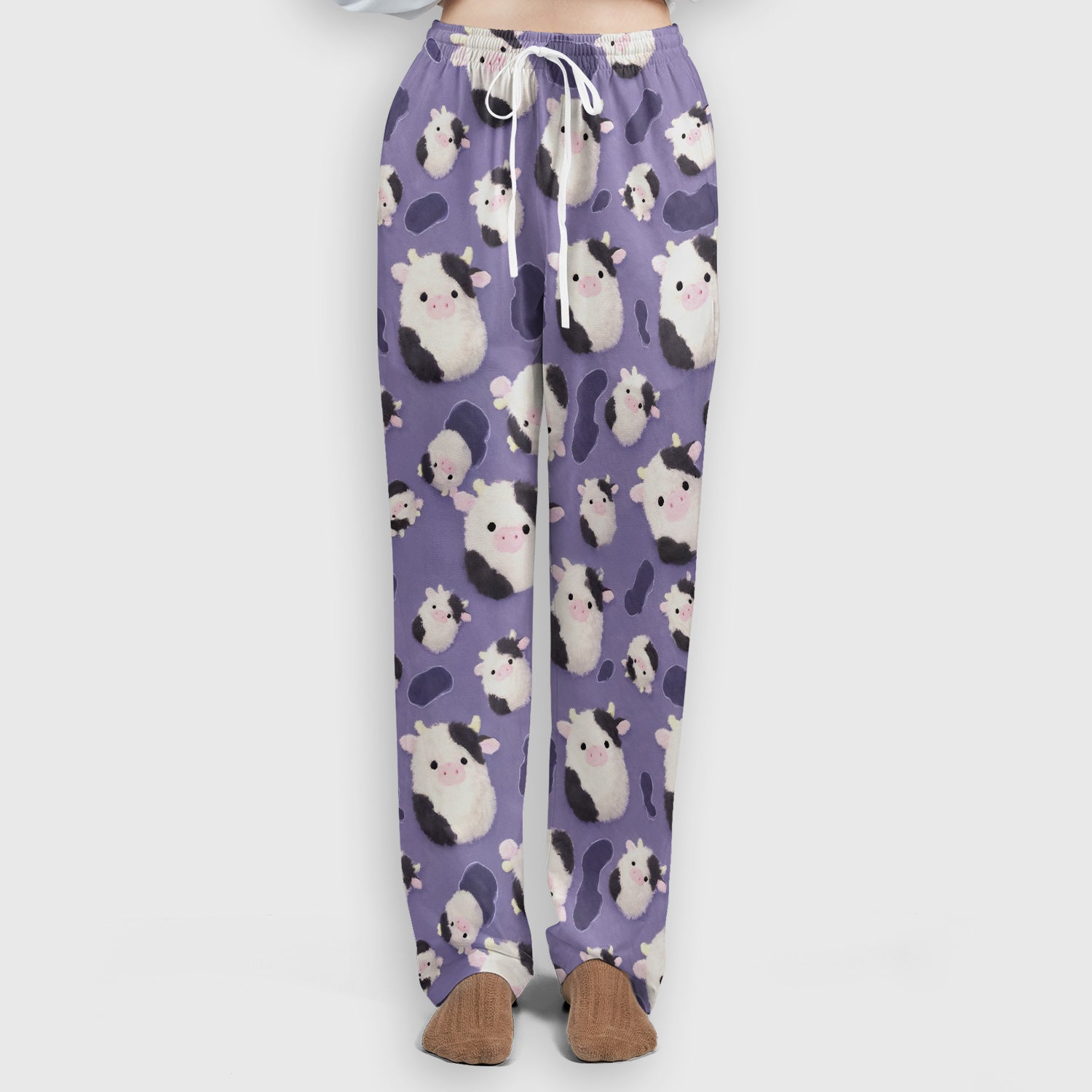Cute Cartoon Pig Pattern Scrubs Sets, Scrub Pants and V Neck Top