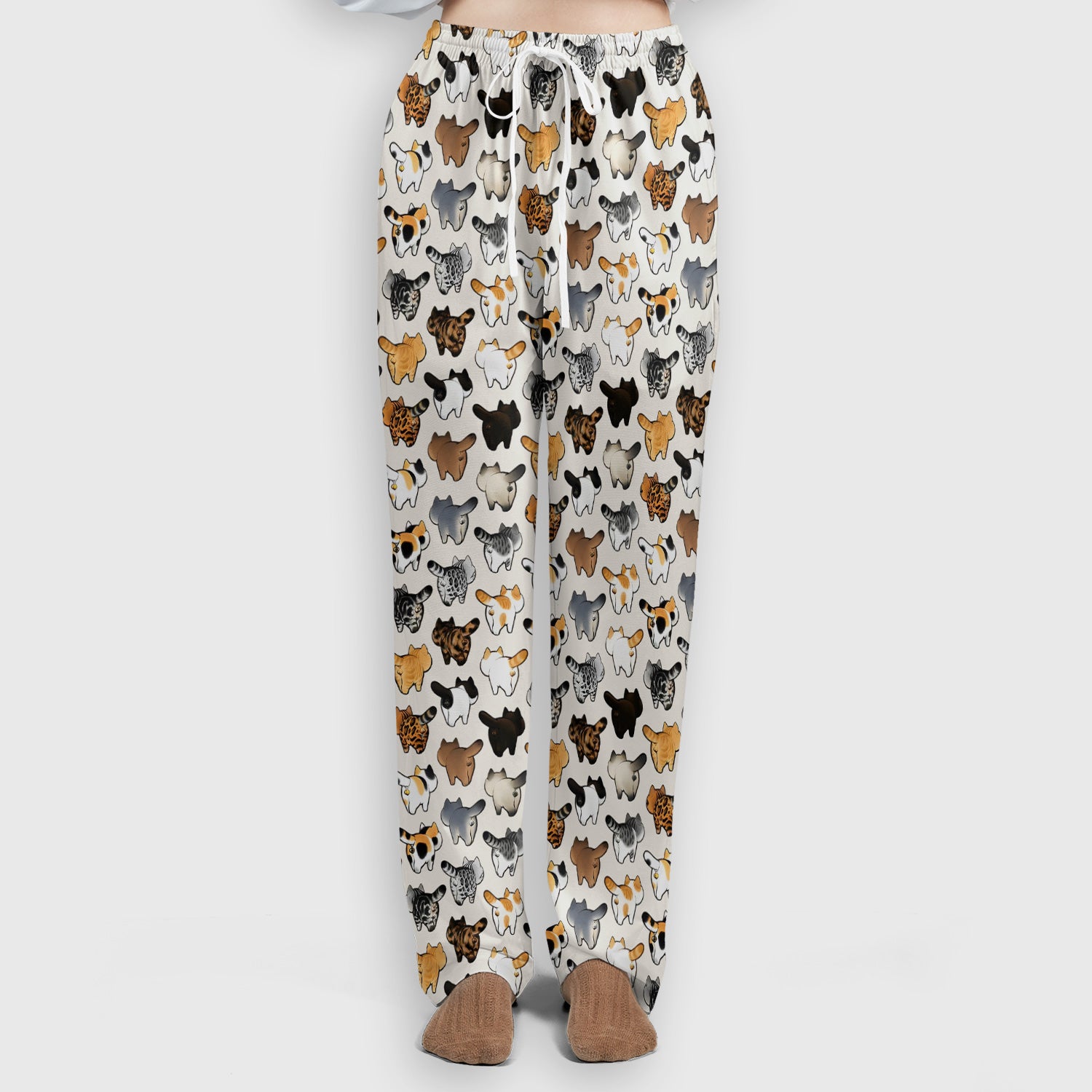 Cat Butt Pattern Medical Scrub Set, Breathable Fabrics Nursing Uniform