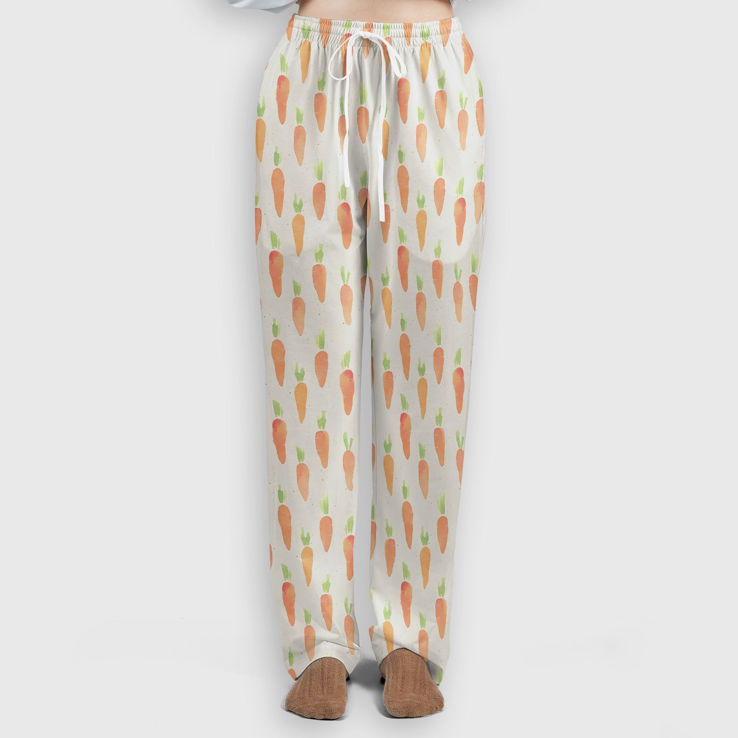 Simple Carrot Cute Pattern Scrub Sets, Scrub Pants and V Neck Top
