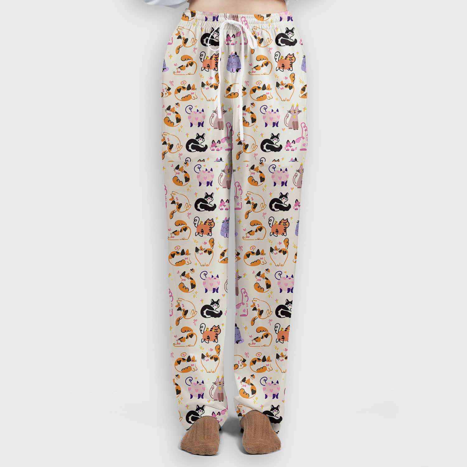 Funny Cat Pattern Scrub Set, Cute Cats Nursing Uniform For Women