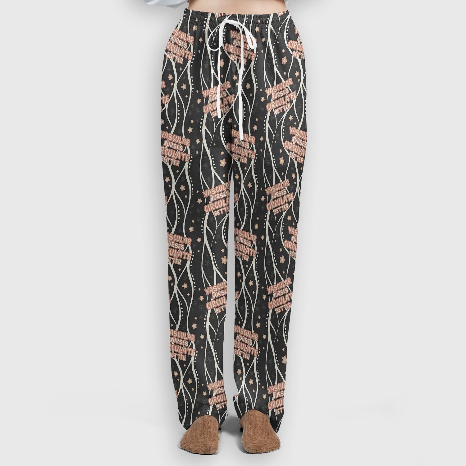 Inspirational Vascular Nurse Circulation Awareness Pattern Scrub Set, Scrub Pants and V Neck Top