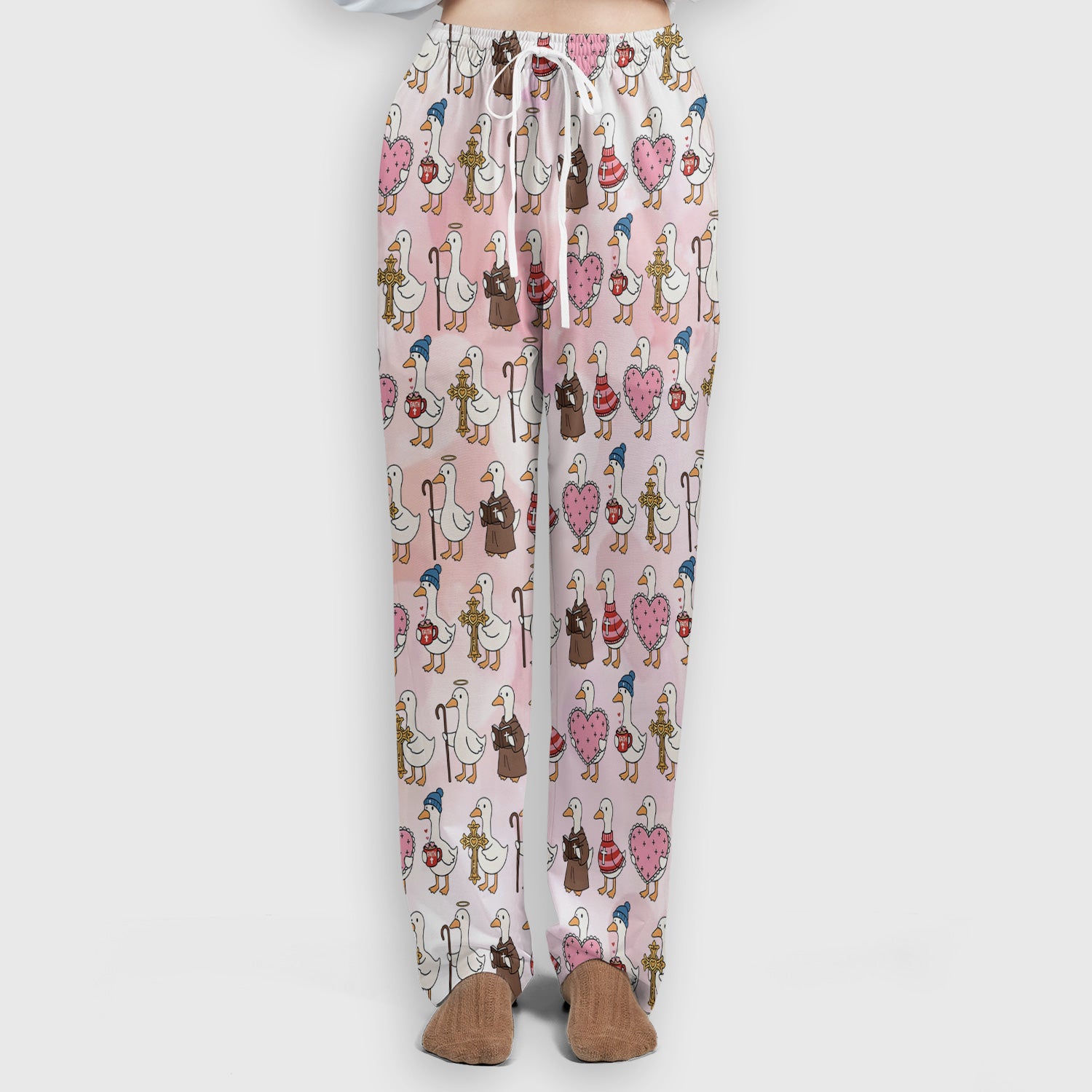 Goose Valentine Heart Illustration Design Scrubs Set, Breathable Med Uniform