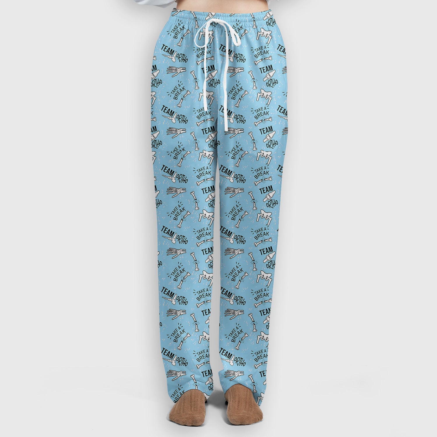 Team Ortho Bone Joint Print Scrub Set, Scrub Pants and V Neck Top