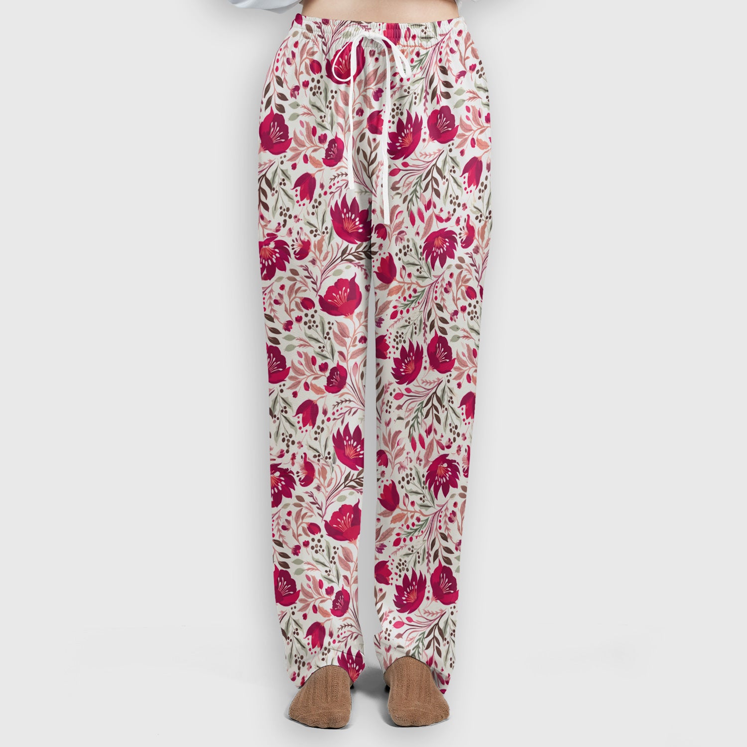 Elegant Floral Botanical Pattern Scrub Set, Women's Scrub Sets