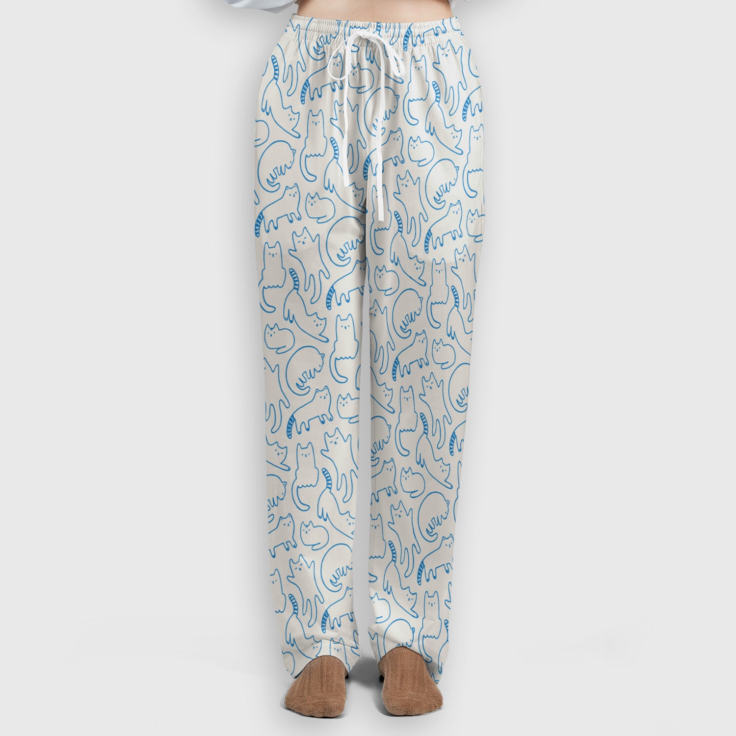 Artistic Cat Pattern Medical Scrub Set, Breathable Fabrics Nursing Uniform