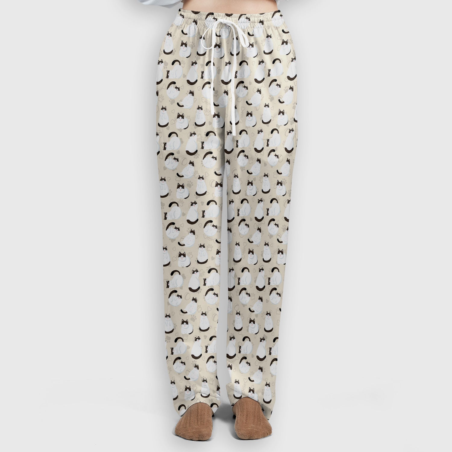 Cute Cat Pattern Medical Scrub Set, Breathable Fabrics Nursing Uniform