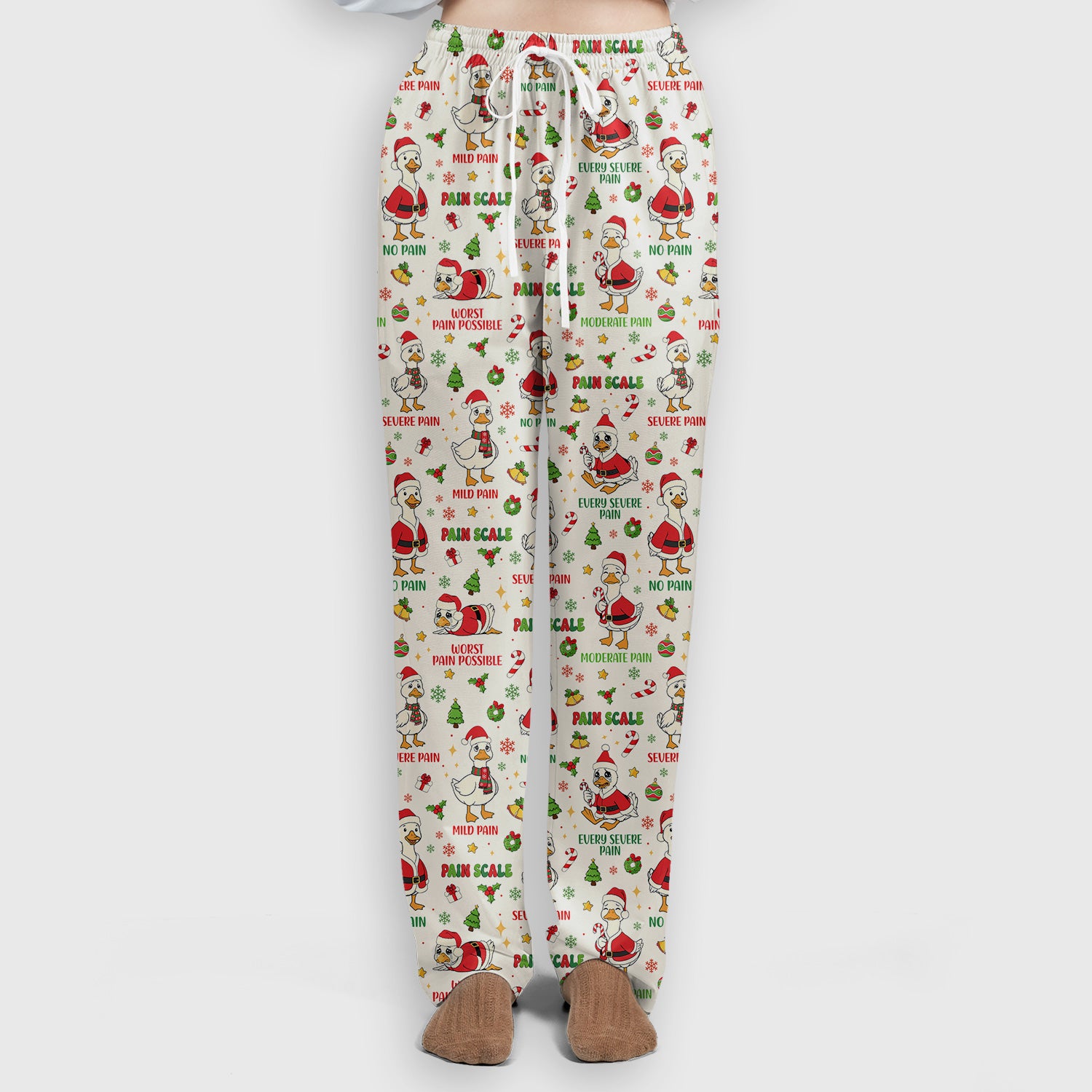 Christmas Nurse Scrub Set - Funny Goose Pain Scale Pants and V Neck Top - Cute Holiday Medical Uniform for RN LPN CNA