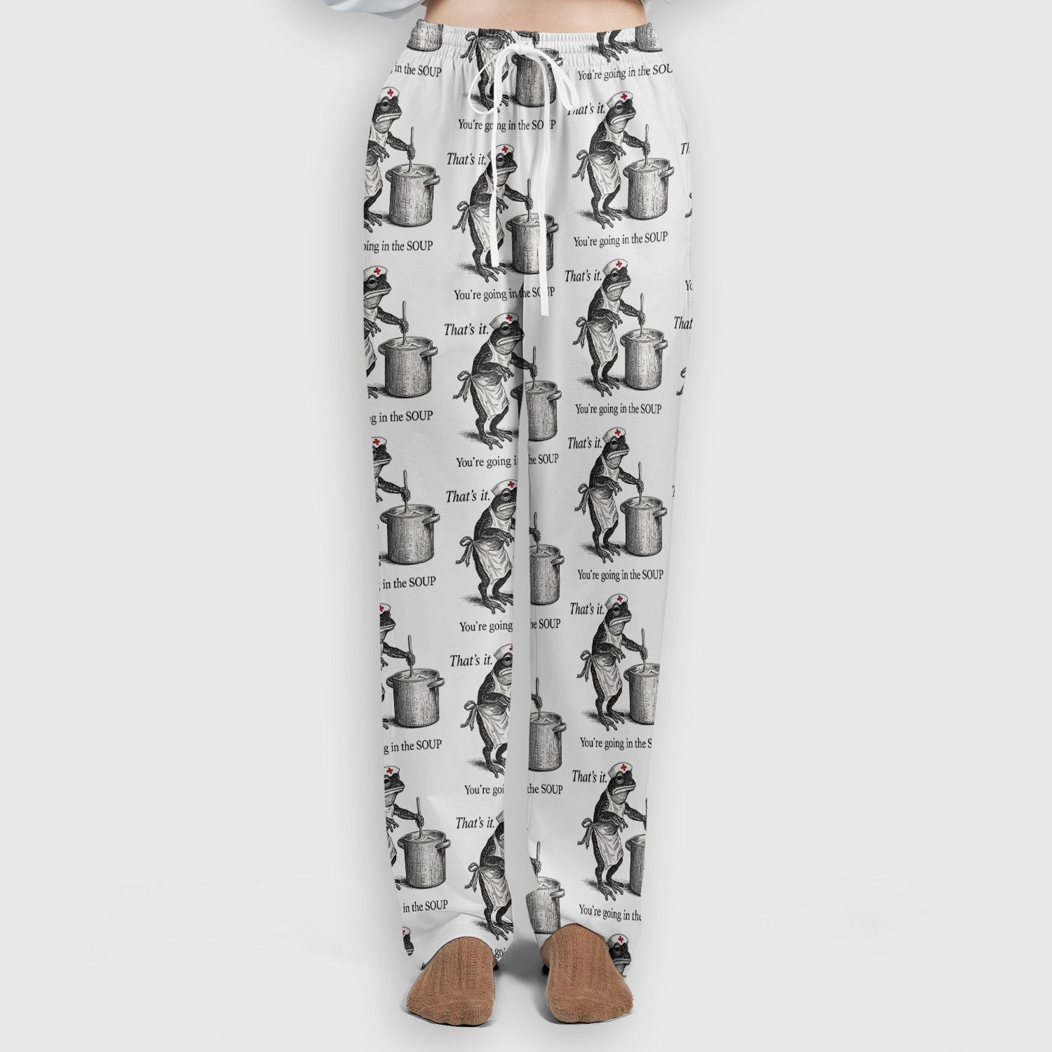 Funny Nurse Frog Cooking Soup Vintage Pattern Scrub Set, Scrub Pants and V Neck Top