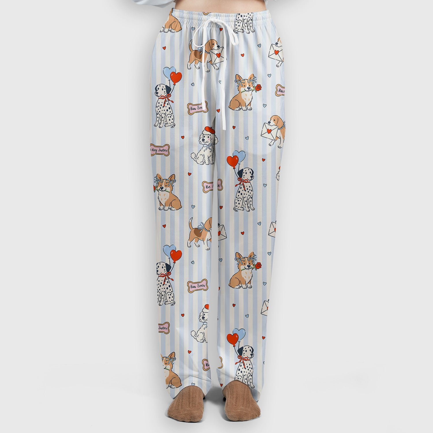 Valentine Puppy Heart Pattern Scrub Set, Scrub Pants and V Neck Top