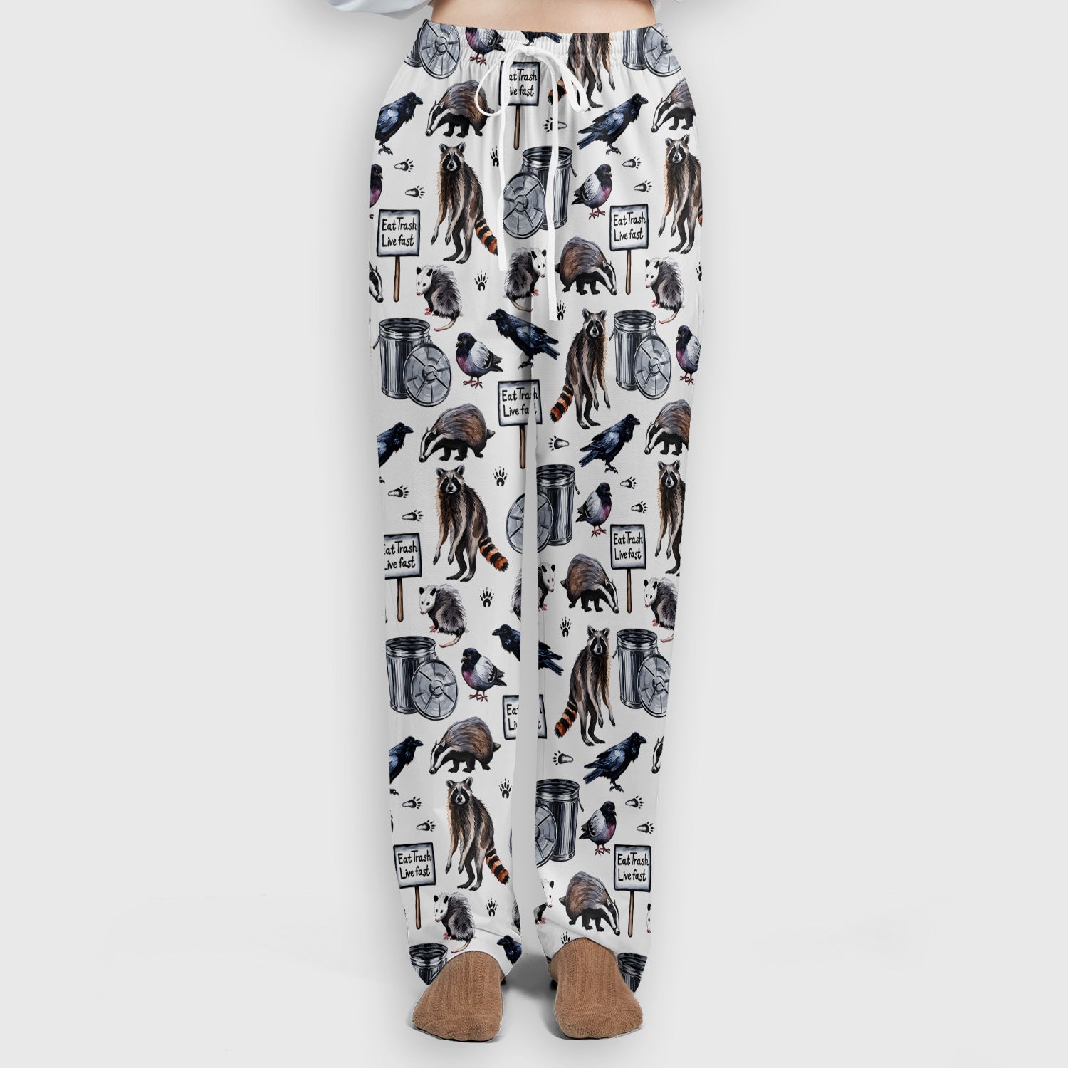 Raccoon And Opossum Eat Trash Live Fast Scrub Set, Scrub Pants and V Neck Top