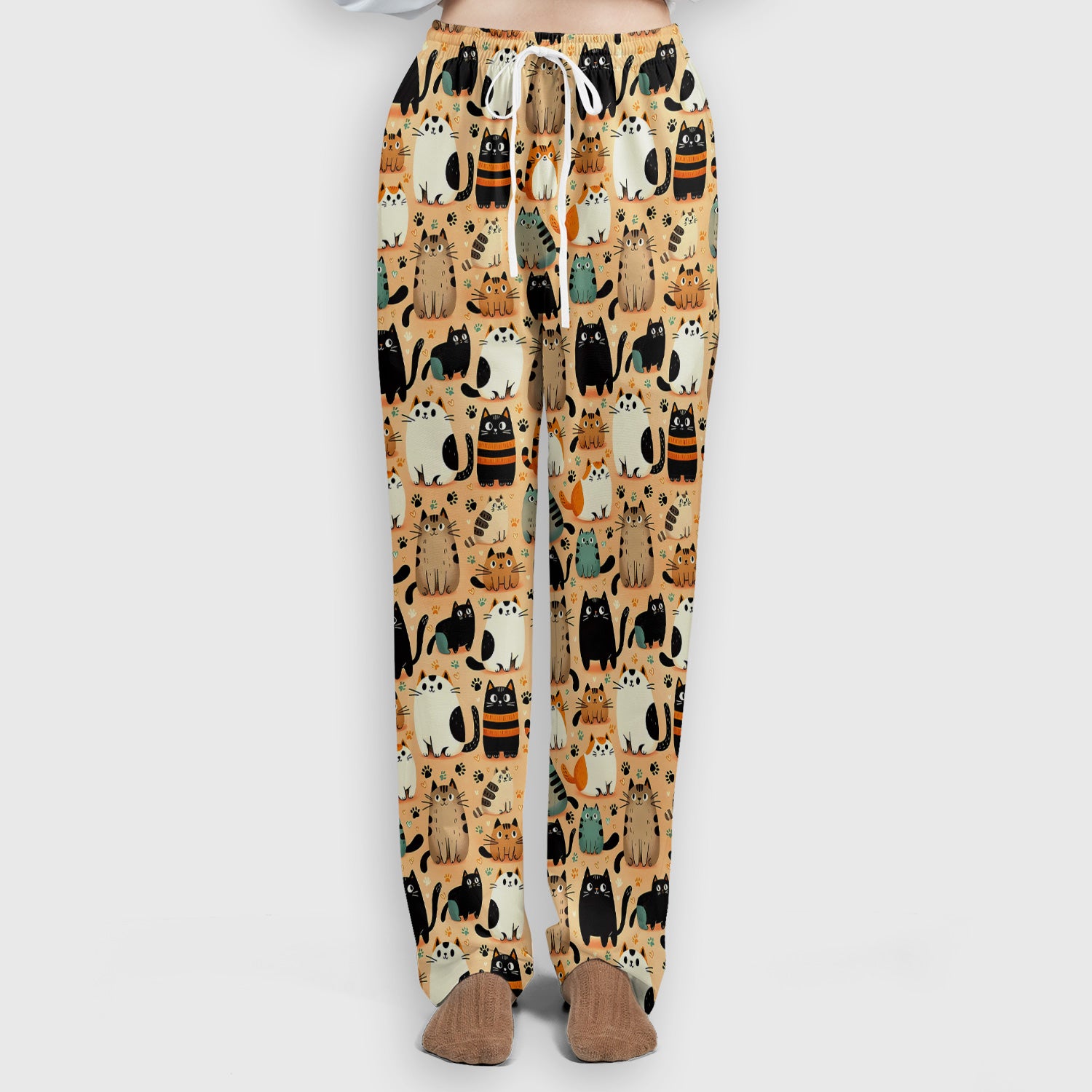 Cat Parade Doodle Pattern Scrub Set, Women's Scrub Sets