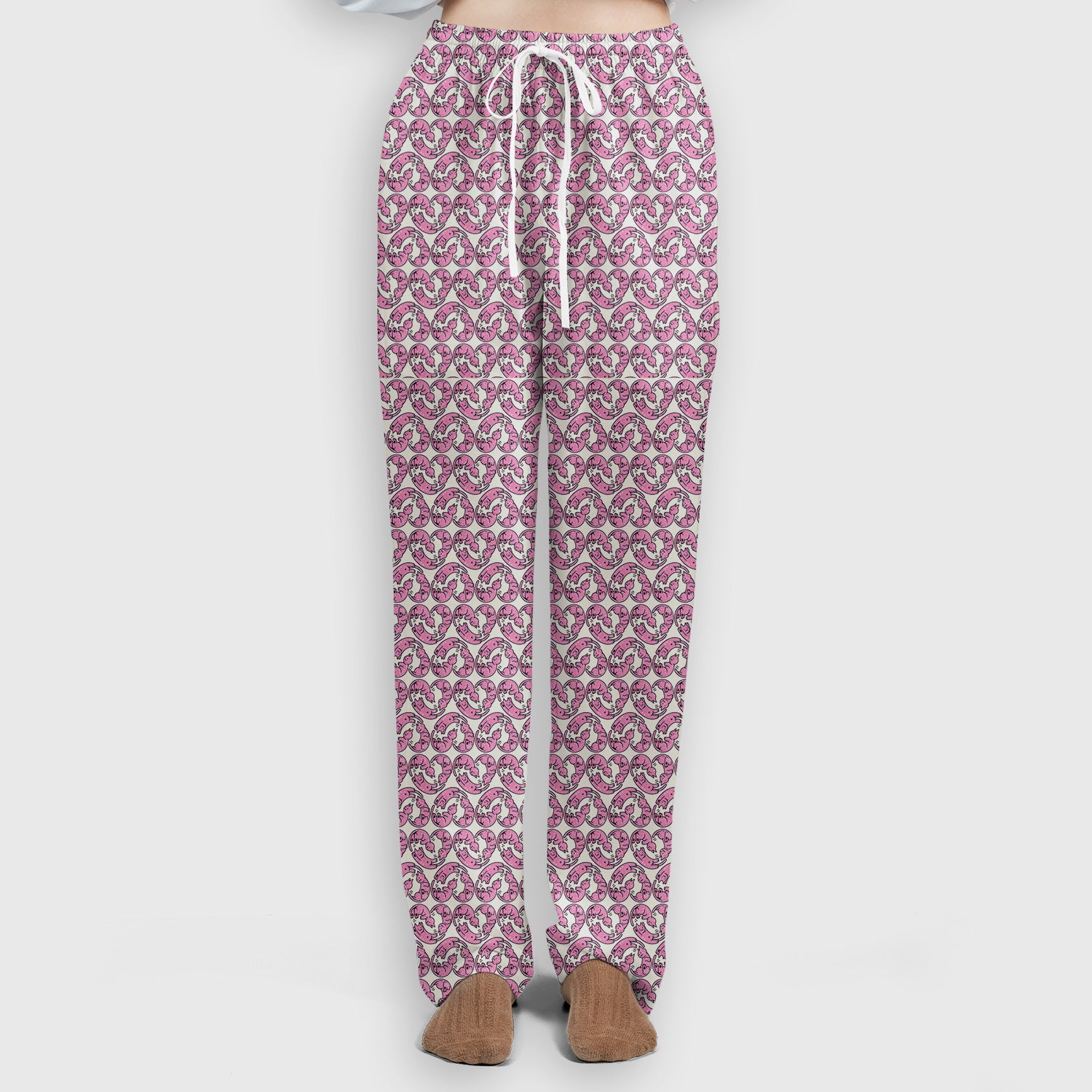 Cute Pink Cat Cartoon All Over Print Set, Women’s Scrub Sets