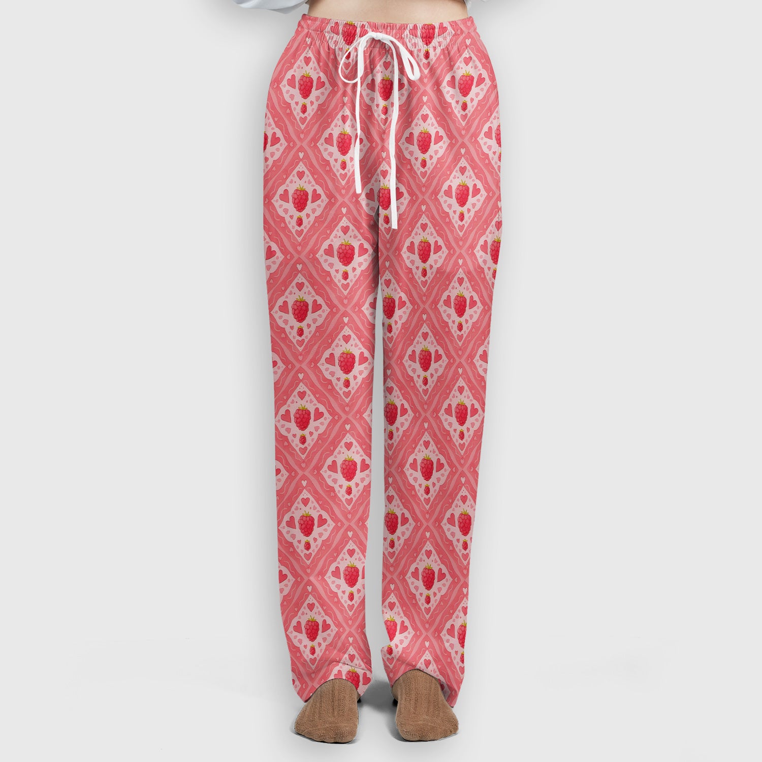 Sweet Red Cherry Gingham Pattern Scrub Set, Scrub Pants and V Neck Top