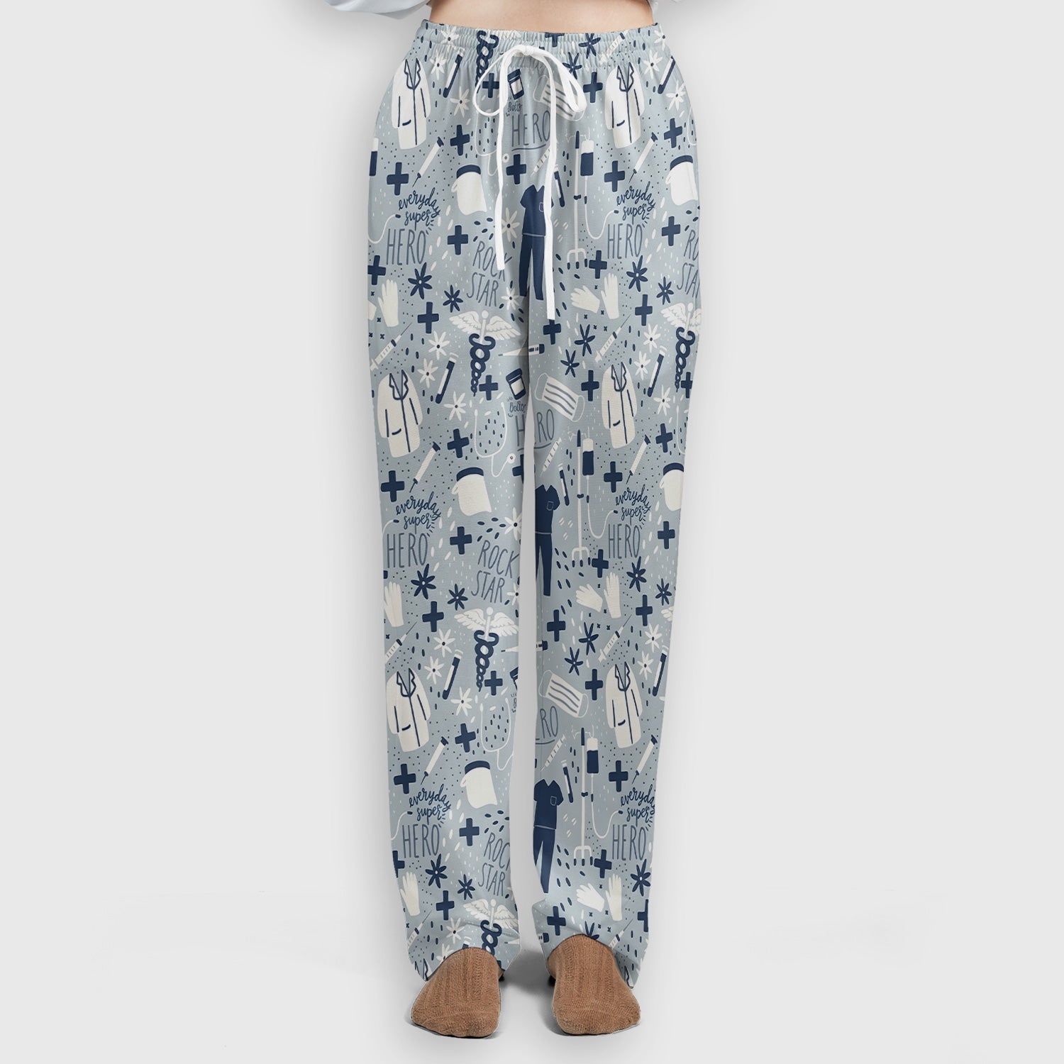 Inspirational Healthcare Hero Medical Tools Nurse Pattern Scrub Set, Scrub Pants and V Neck Top