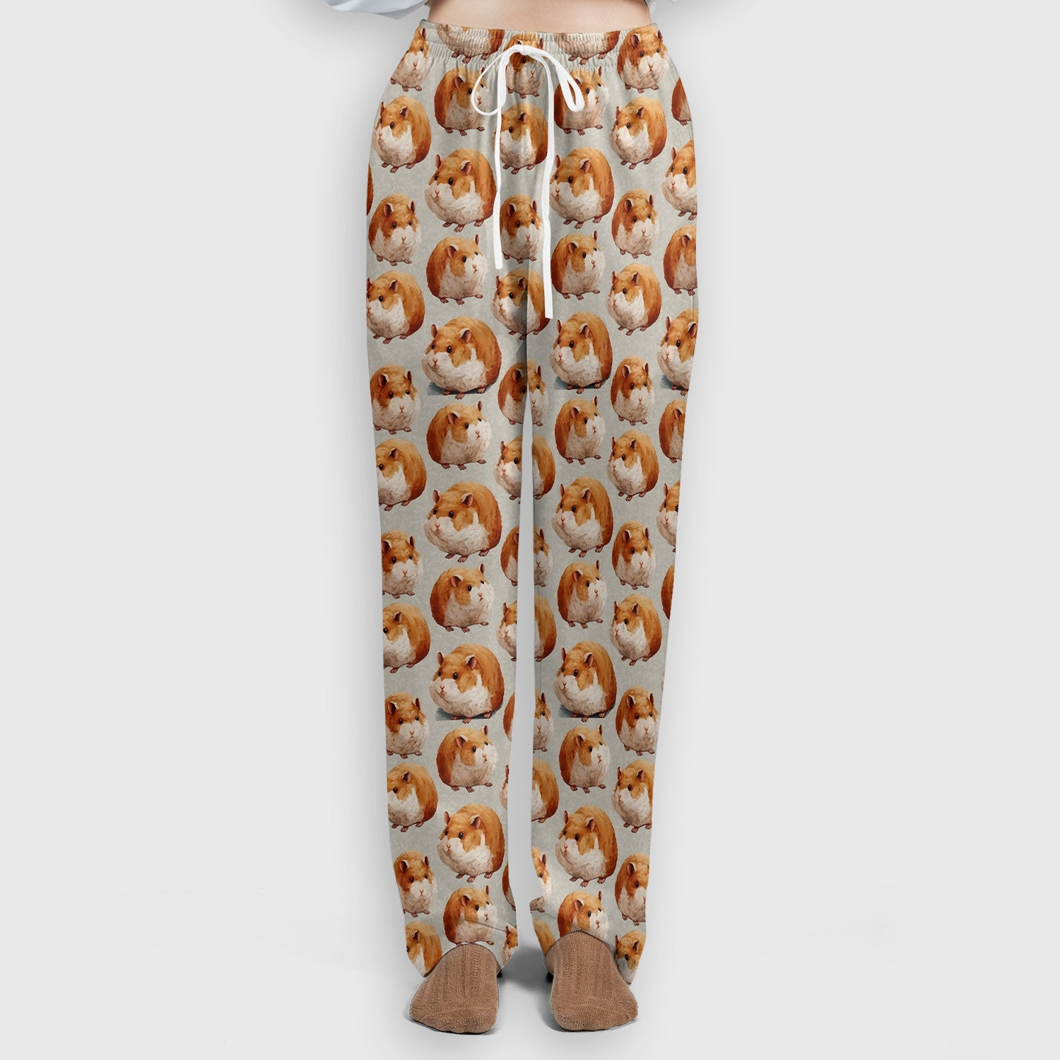 Cute Hamster Pattern Nurse Scrub Set, Scrub Pants and V Neck Top