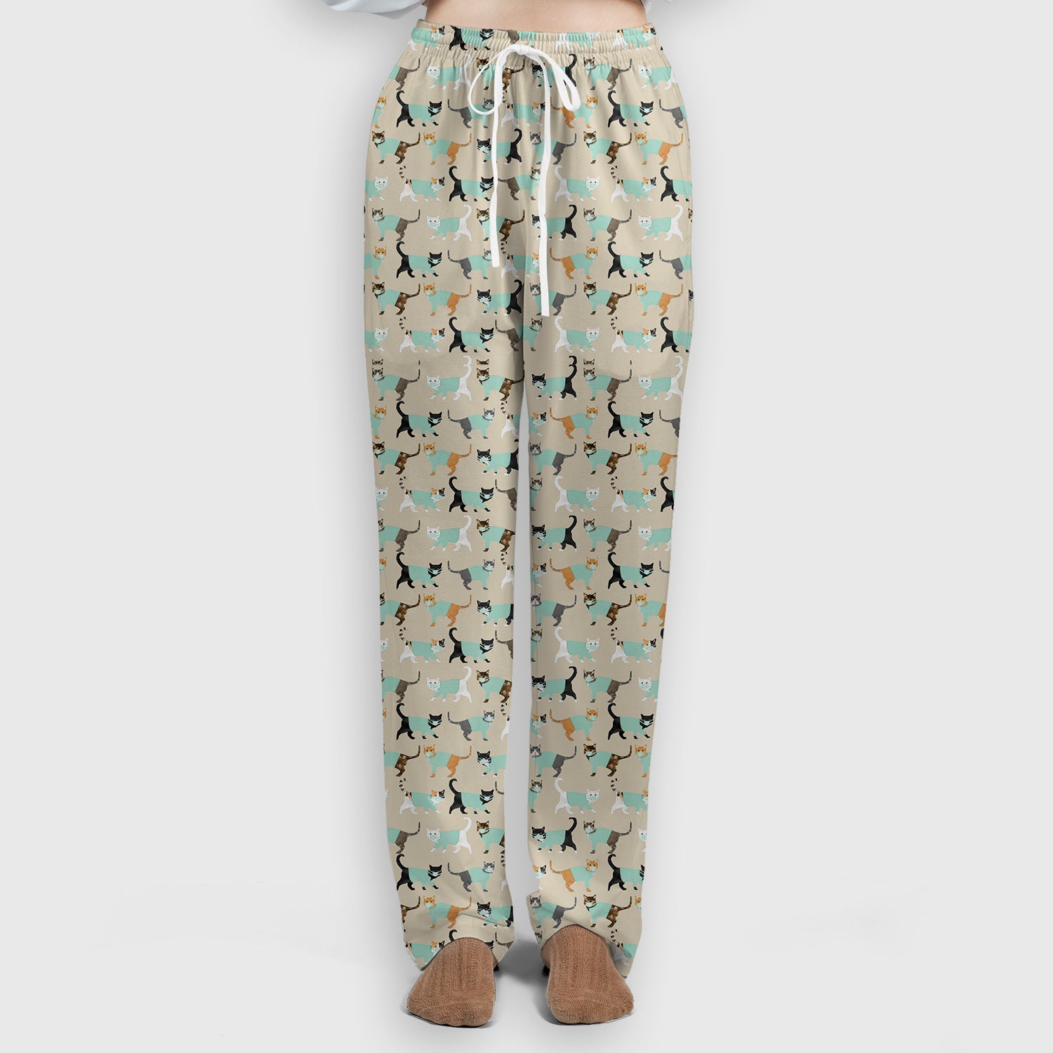 Playful Cat Nurse All Over Print Scrub Set, Scrub Pants and V Neck Top