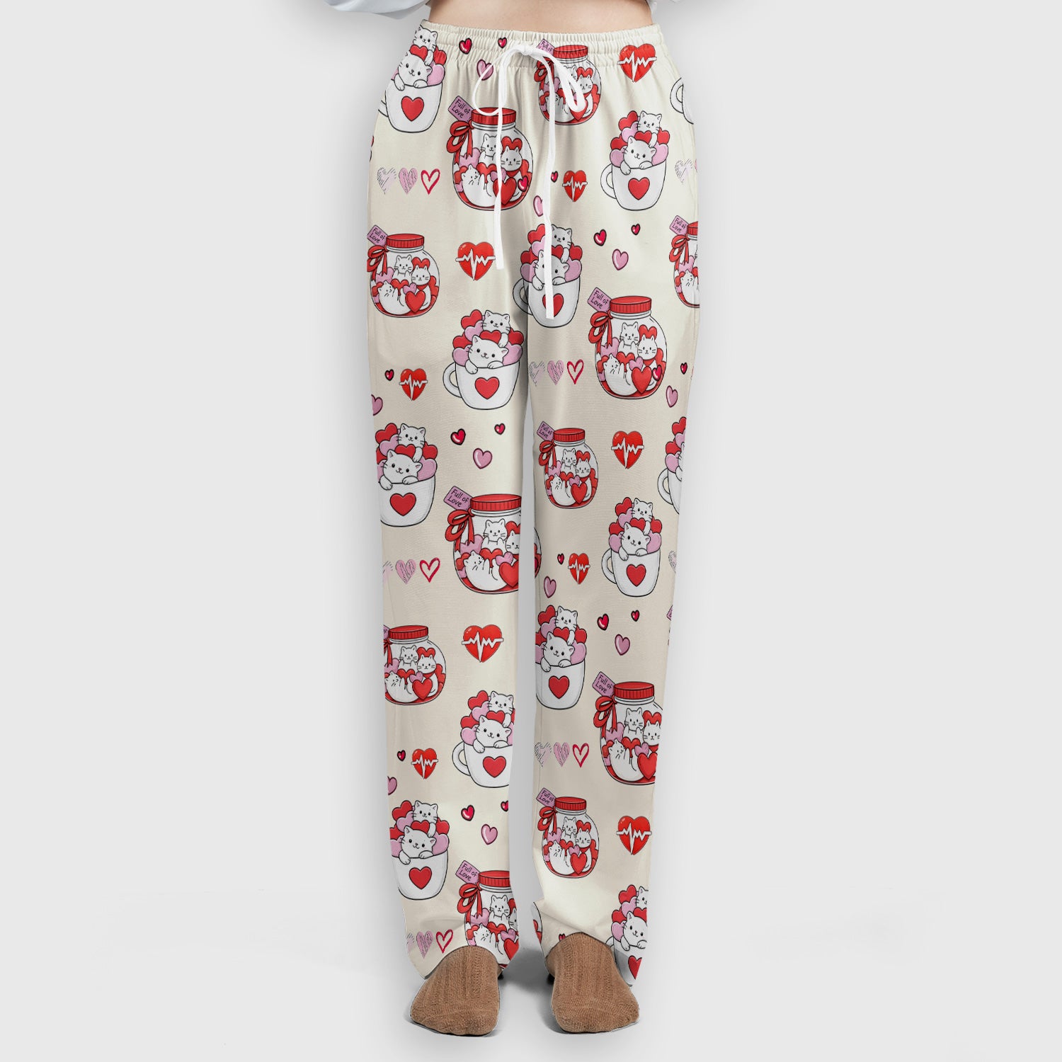 Cute Cat Valentine Nurse Scrub Set, Women's Scrub Sets Breathable Uniform