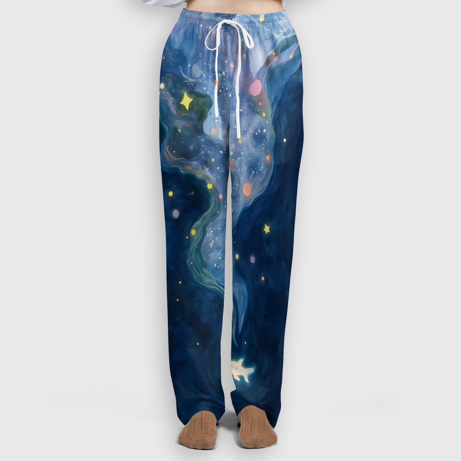 Marine Life Shark Pattern Scrub Set, Scrub Pants and V Neck Top