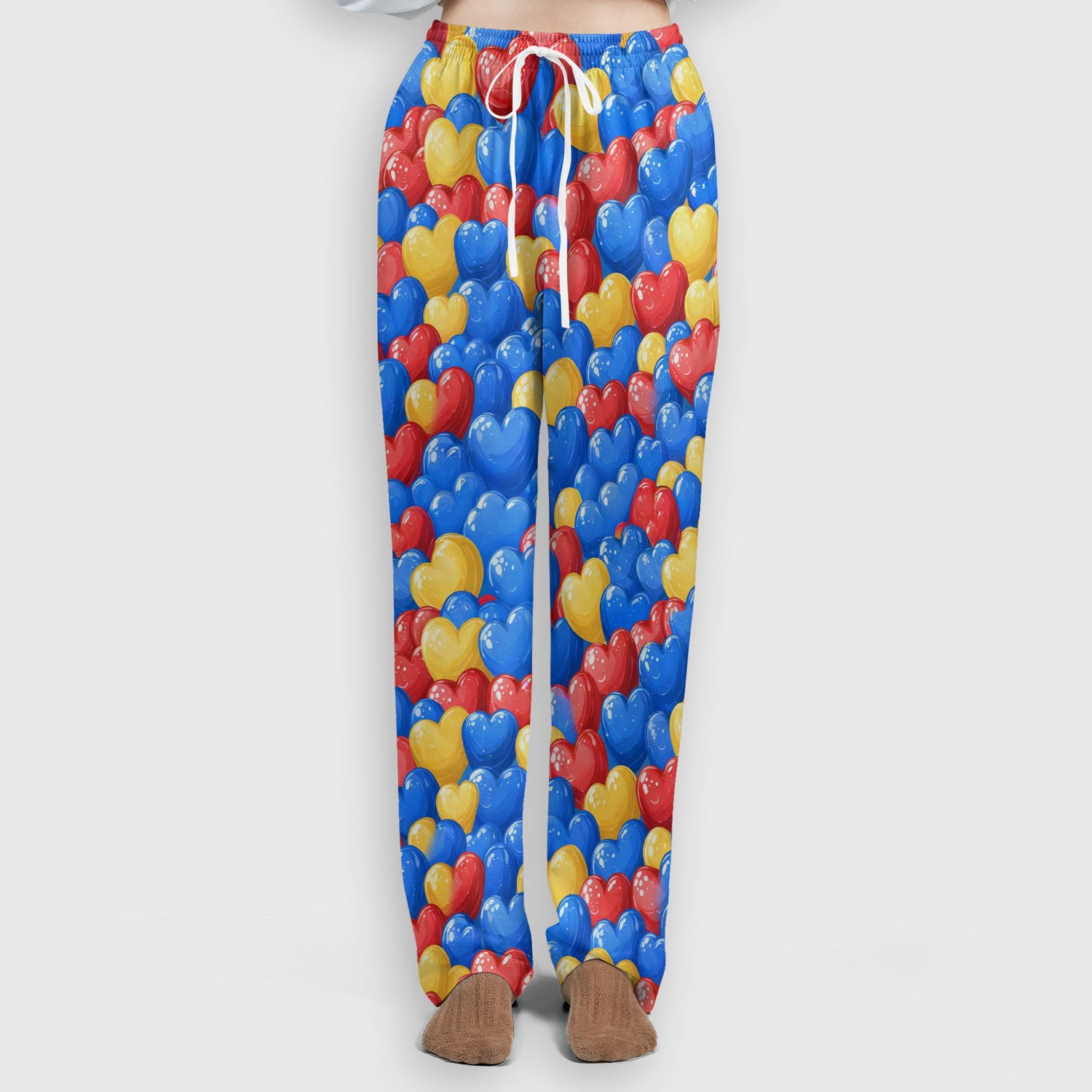 Colorful Autism Heart Pattern Scrub Set, Scrub Pants and V Neck Top