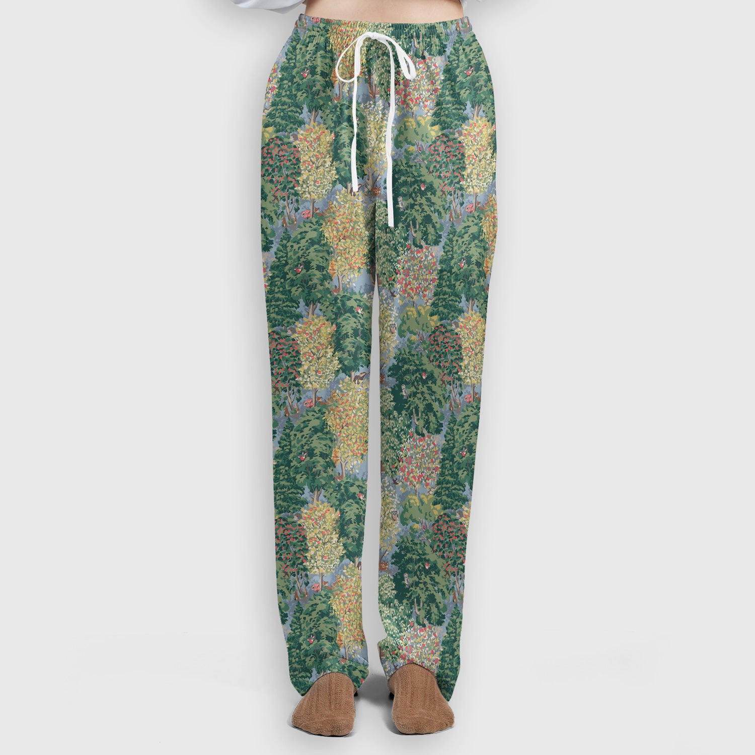 Forest Landscape Pattern Scrub Set, Scrub Pants and V Neck Top