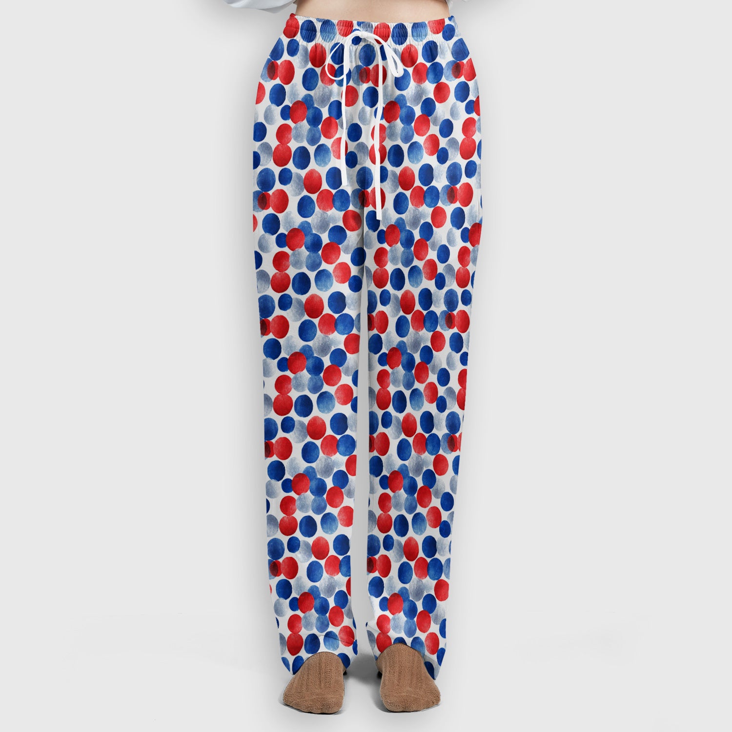 4th of July Patriotic Polka Dot Pattern Scrub Set, Scrub Pants and V Neck Top