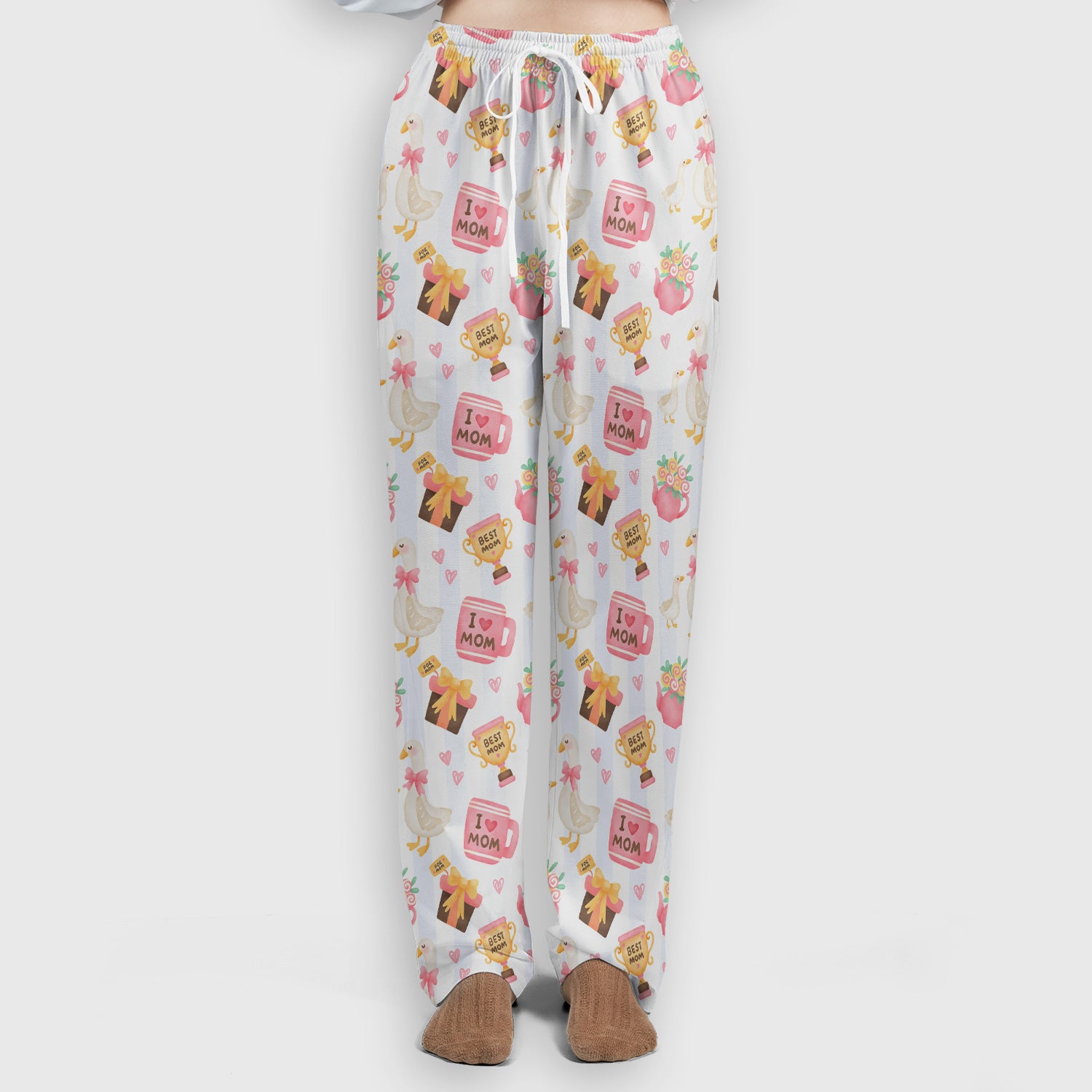 Sweet Nurse Mom Goose Gift Trophy Pattern Scrub Set, Scrub Pants and V Neck Top